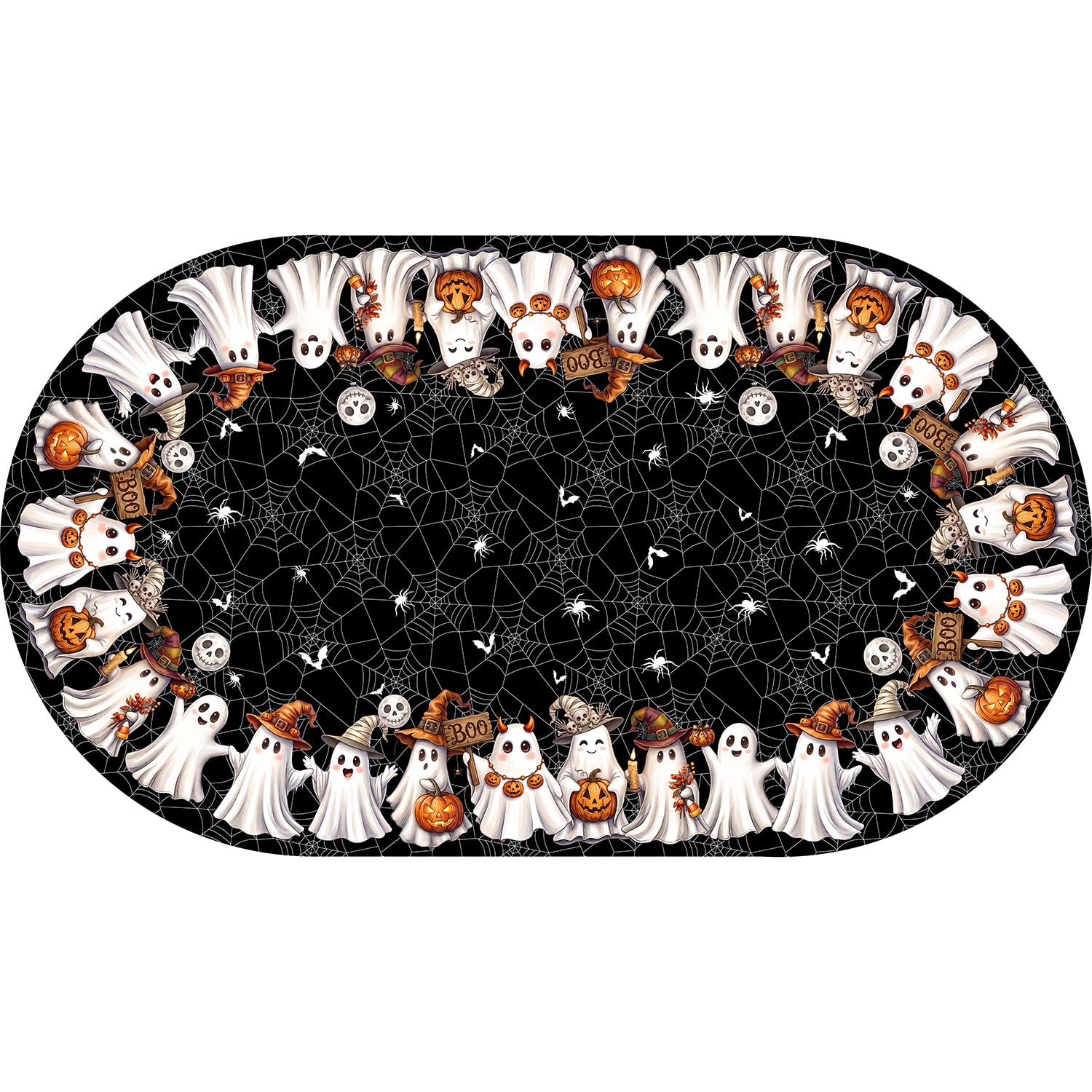 ZORKET Halloween Ghost Tablecloth Oval 60 x 102 Inch