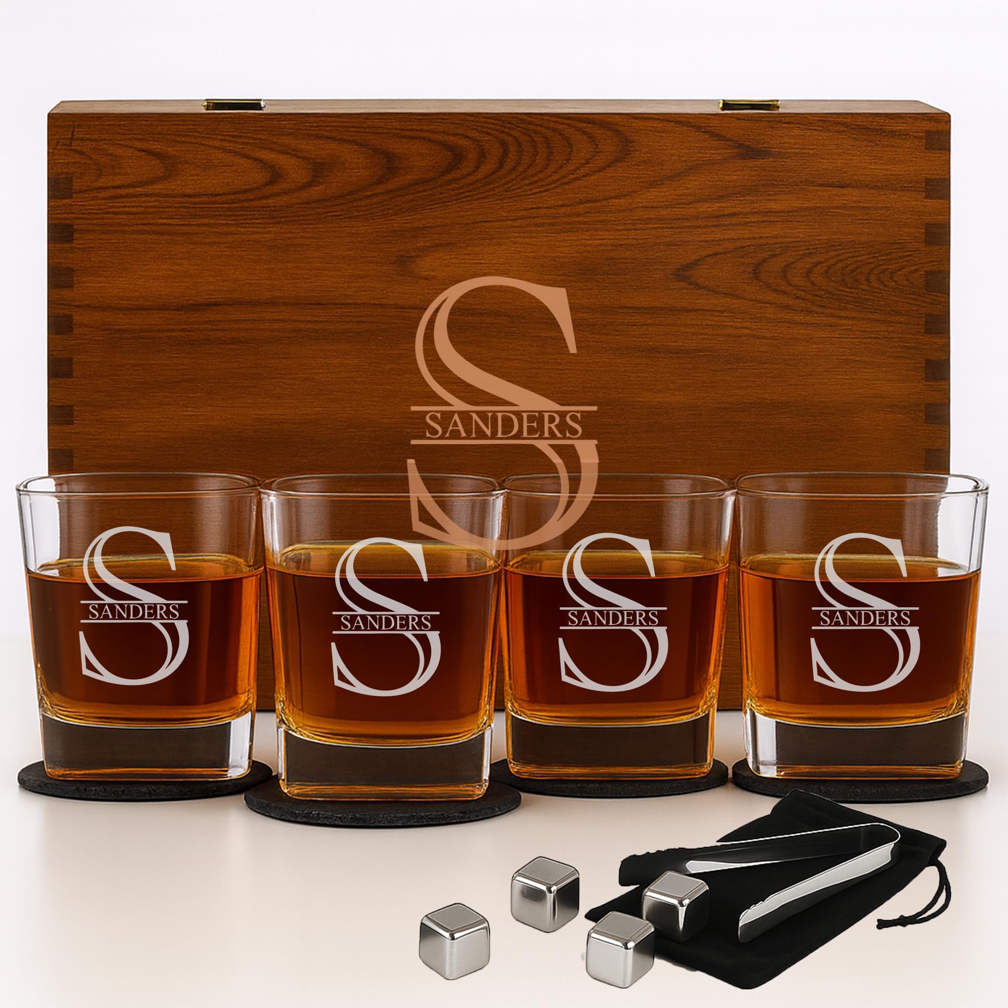Custom Whiskey Glasses For Men - Premium Scotch Box Engraved Gift for Husband, Dad, Boyfriend - Personalized Bar Gifts for Bourbon Lovers - Christmas, Anniversary, Birthday