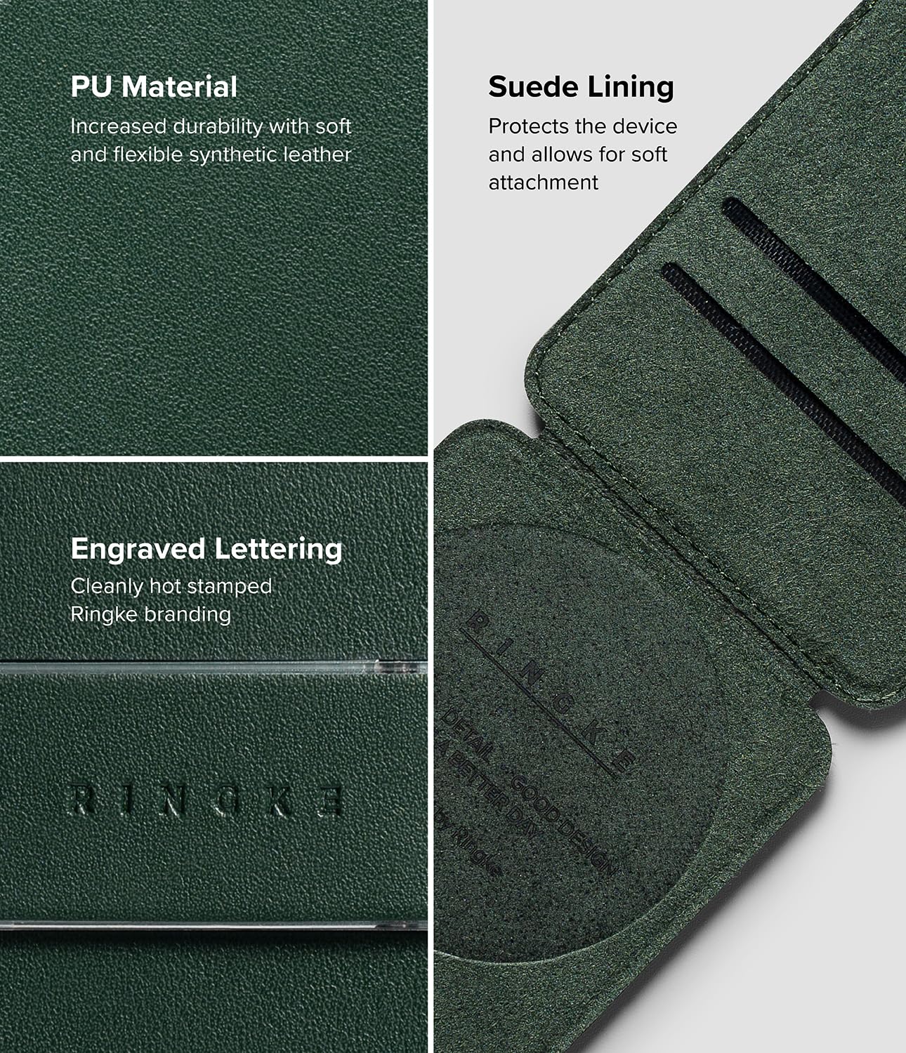 Ringke Slide Grip Wallet Magnetic Card Holder Porte Carte Magnétique Portefeuille Poignée de Doigt pour Téléphone Pochette Cartes [Stockage de 2 Cartes] Compatible avec Coque Magnétique - Dark Green
