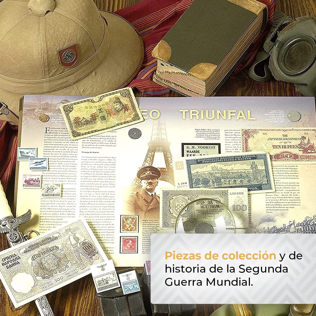 IMPACTO COLECCIONABLES | 2 Billetes Auténticos de la Segunda Guerra Mundial (Invasión del Tercer Reich) | Piezas de Colección Históricas de 20 y 50 Reichsmark con Certificado de Autenticidad
