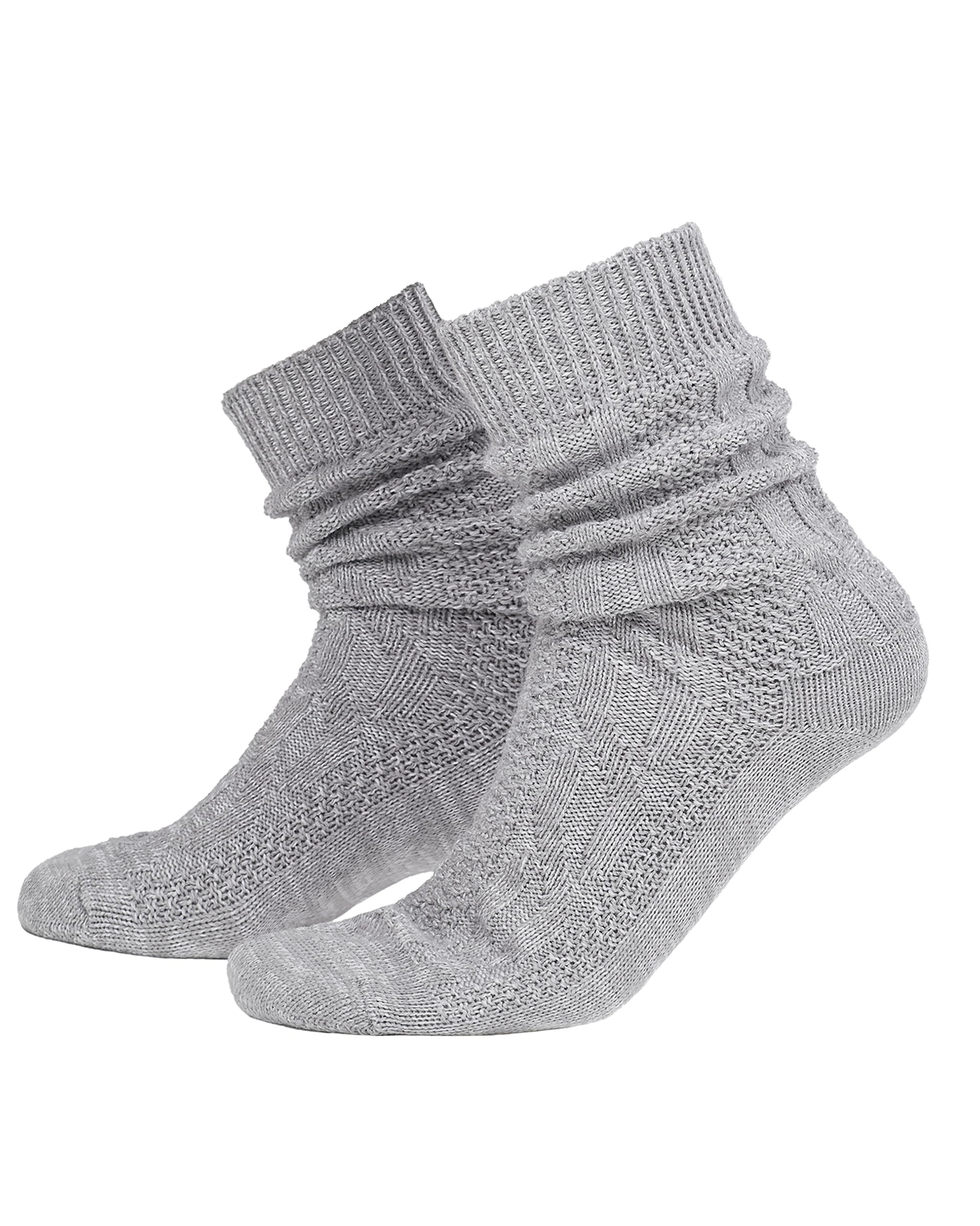 Adisno Men's Heather Grey Oktoberfest Socks,Lederhosen Socks ,Bavarian Socks,Klassik Zopfmuster (, 6-8)
