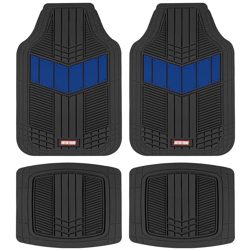 Tapetes Automotivos de Borracha Motor Trend DualFlex™ Azul, para Carro, SUV, Picape e Van, Ajuste por Corte, Dianteiros e Traseiros, Kit com 4 Peças