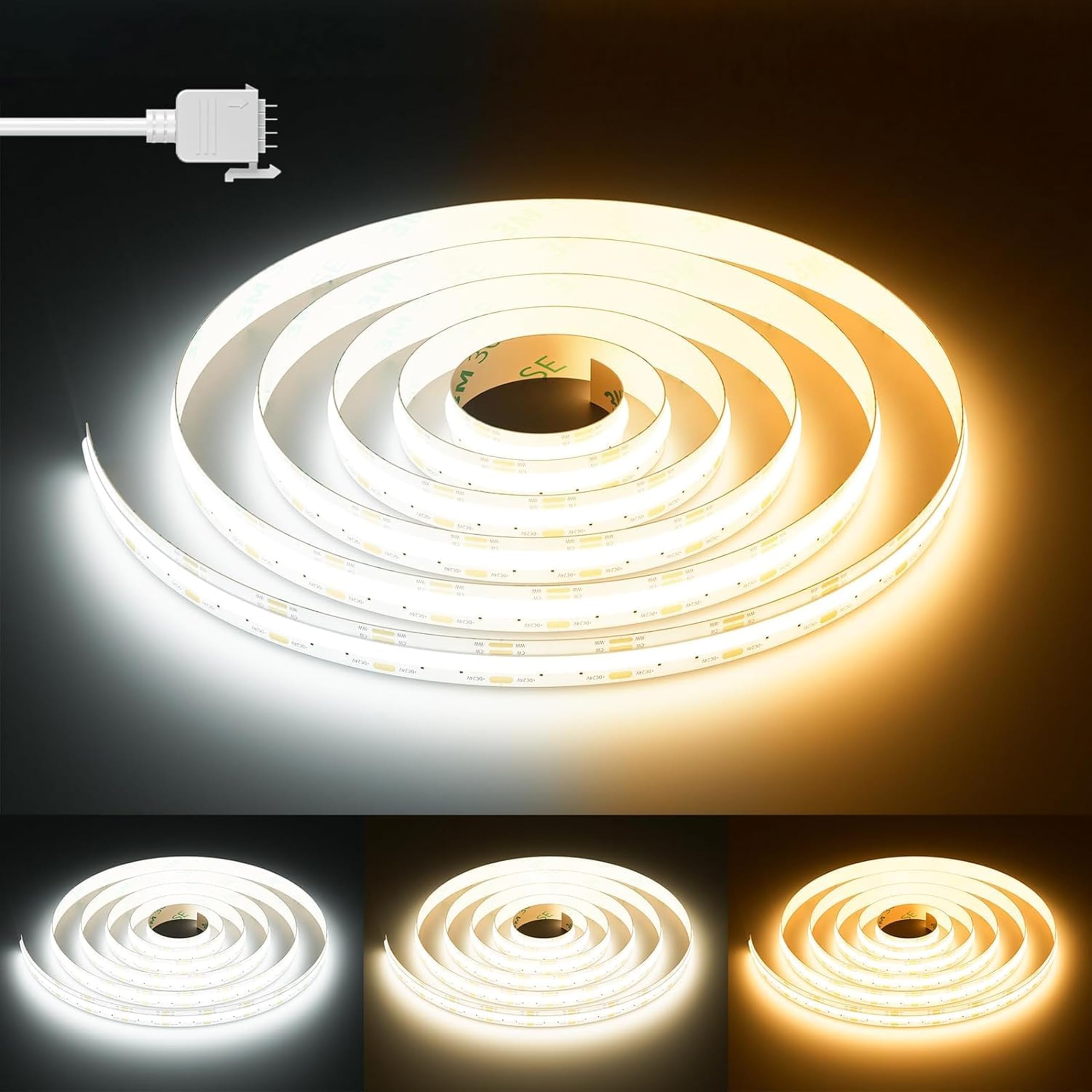 PAUTIX COB LED Strip 10M 2700K-6500K CCT Tunable White LED Strip Light Dimmable Flexible 24V CRI93 LED Tape Light for Kitchen, Under Canbinet, Bedroom, DIY Lighting(Without Power Supply & Controller)