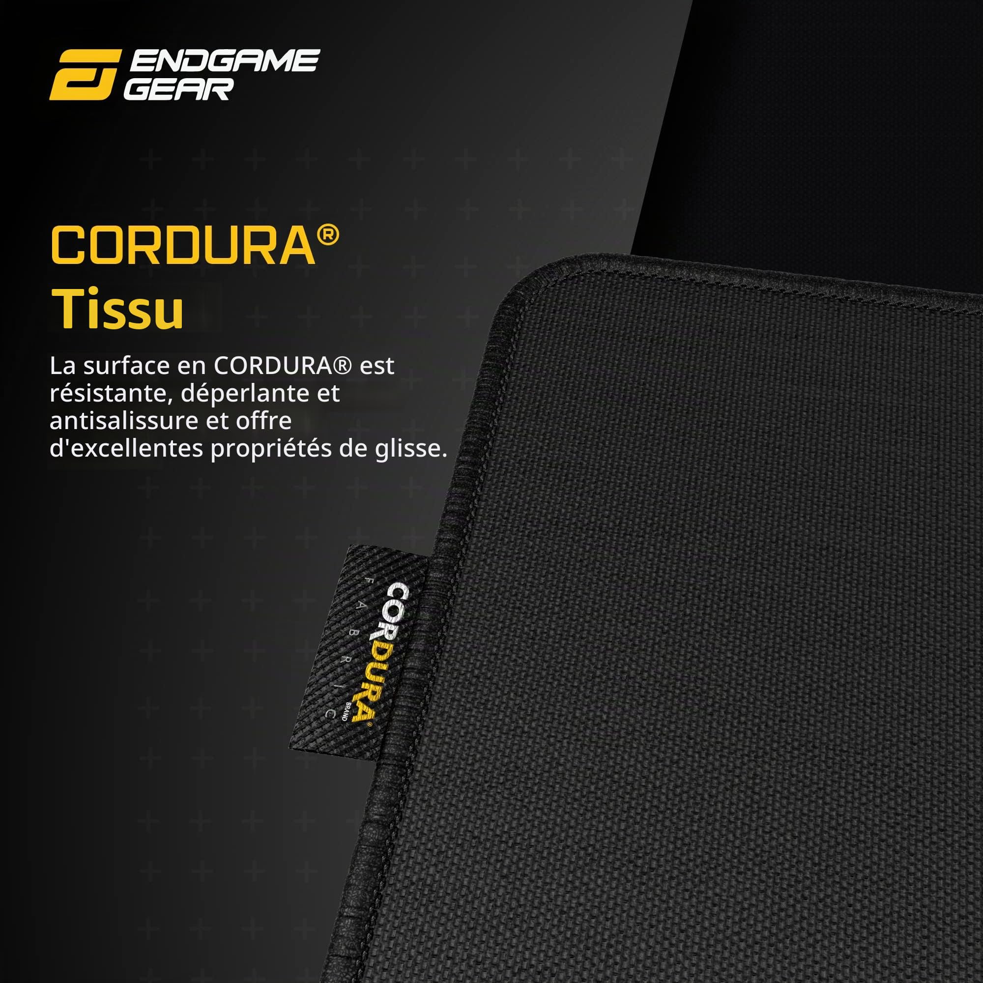 ENDGAME GEAR MPC890 Cordura® Tapis de Souris de Gaming pour Pc – XL - 89 x 45 cm - Tapis Ordinateur- sous-Main de Bureau - Tissu Cordura® - Base en Gomme - Antidérapant- Stealth Edition – Noir