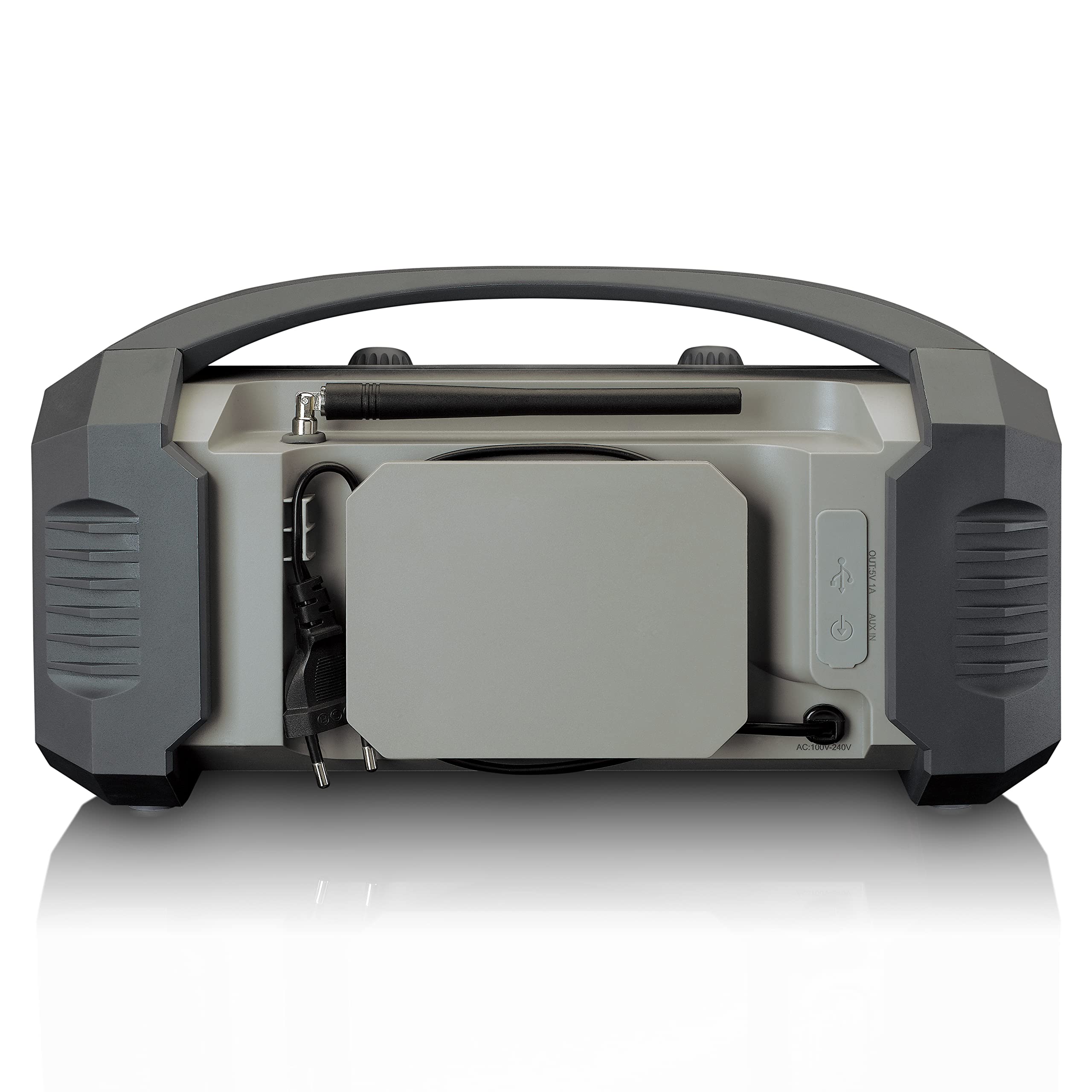 Lenco ODR-150 Radio de Chantier Dab+ - Bluetooth 5.0, récepteur FM IP54, étanche - 15 W -Batterie RMS - avec Chargeur - AUX-in - USB - 2500 mAh - Gris
