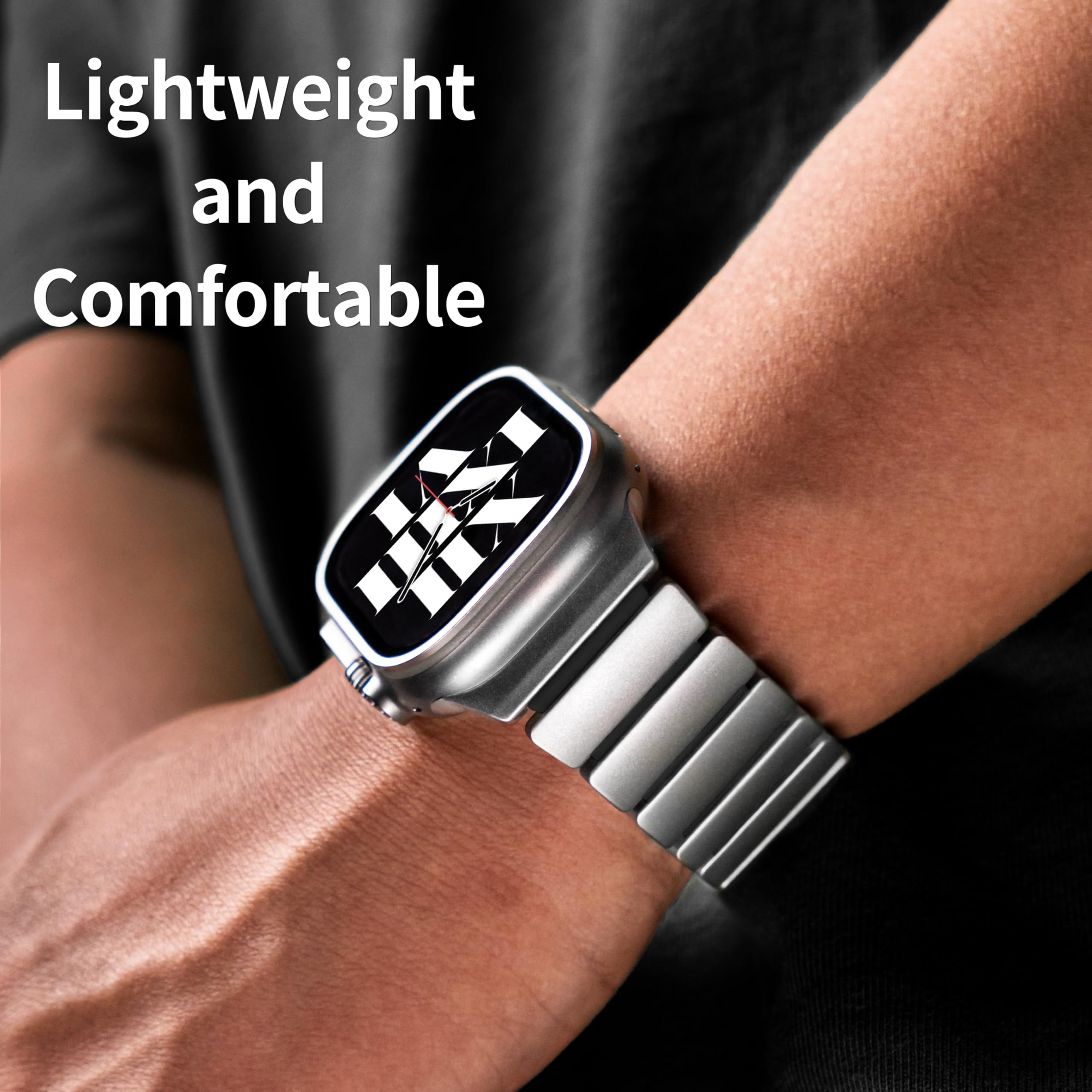 Titan Armband kompatibel mit Apple Watch Armband Ultra 3/2/1 49mm 46mm 45mm 44mm 42mm, Titan Silikon Doppelschicht, Damen Herren Magnetverschluss Ersatzarmband für iWatch Series 11 10 9 8 7 6 5 4