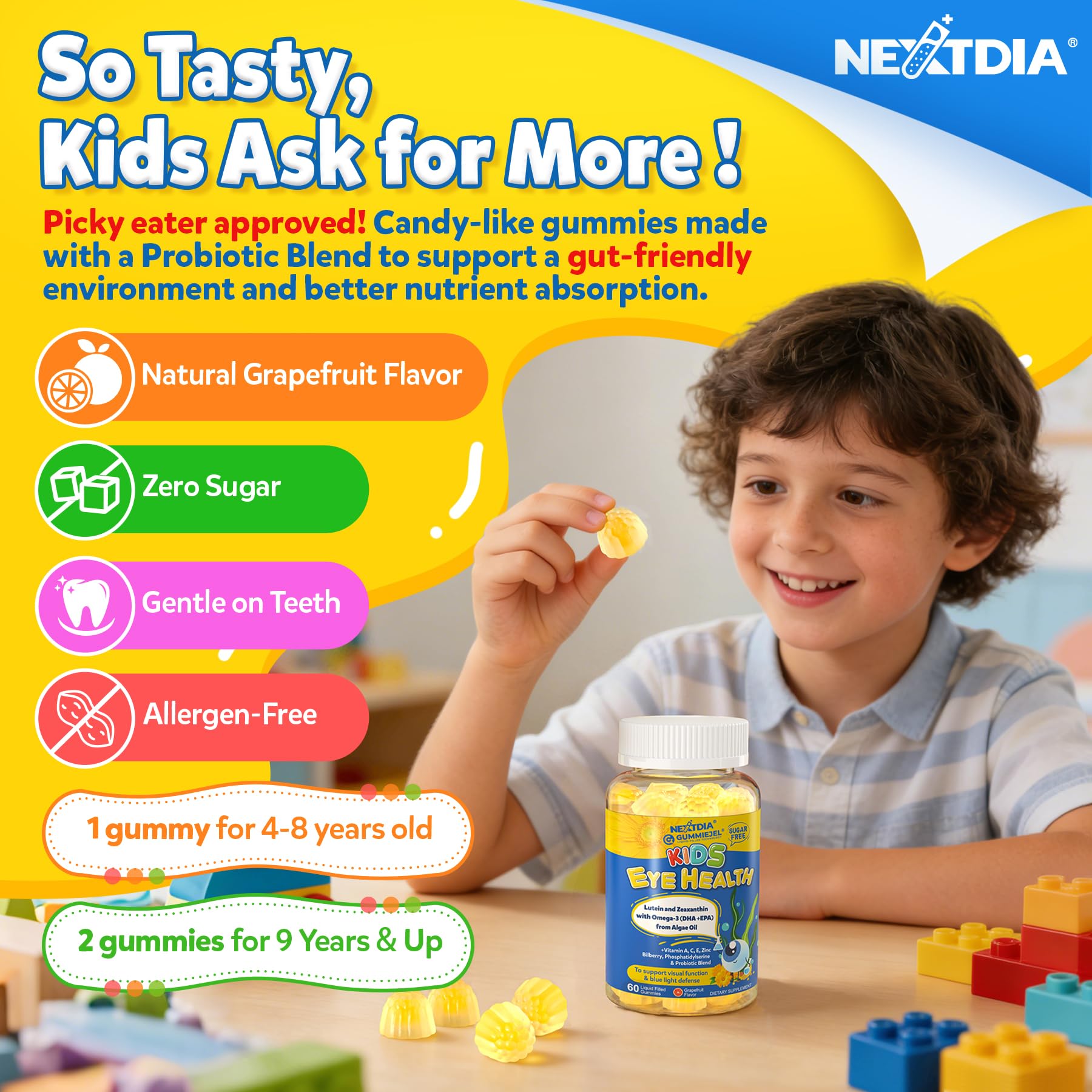 Eye Vitamins for Kids, Lutein Gummies + Omega 3 (DHA+EPA) & Bilberry, 60Cts — Amazon image 7