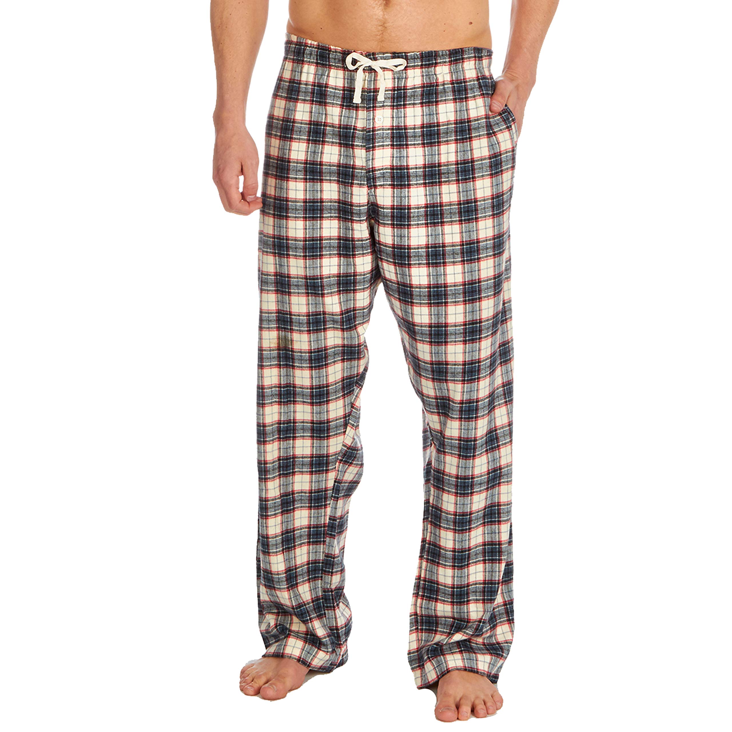 JASON JONES Metzuyan Mens Long Bottoms Pyjamas Pants Checked Loungewear Beige Checked S