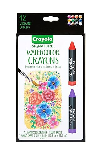 Crayola Signature Premium Watercolor Crayon Sticks & Paintbrush, 12 Count, Gift - 1 Count (Pack of 1)