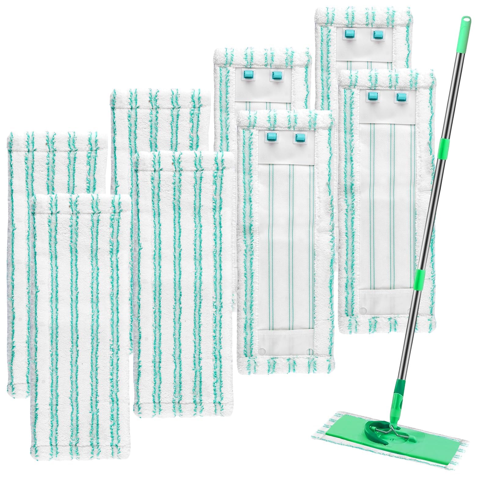 8 piezas de mopa para la mayoría de las mopas planas de tamaño mediano, fundas de repuesto para todos los suelos lisos, funda de fregona para una absorción de agua eficiente y descontaminación