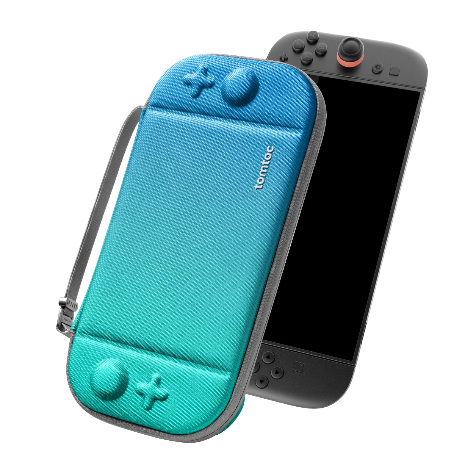 tomtoc Switch 2 ケース Nintendo スイッチ2 2025年モデル専用 スリム 全面保護 キャリングケース ハードケース 耐衝撃 ポーチ ゲームカード12枚収納 ネオンブルー : Video Games