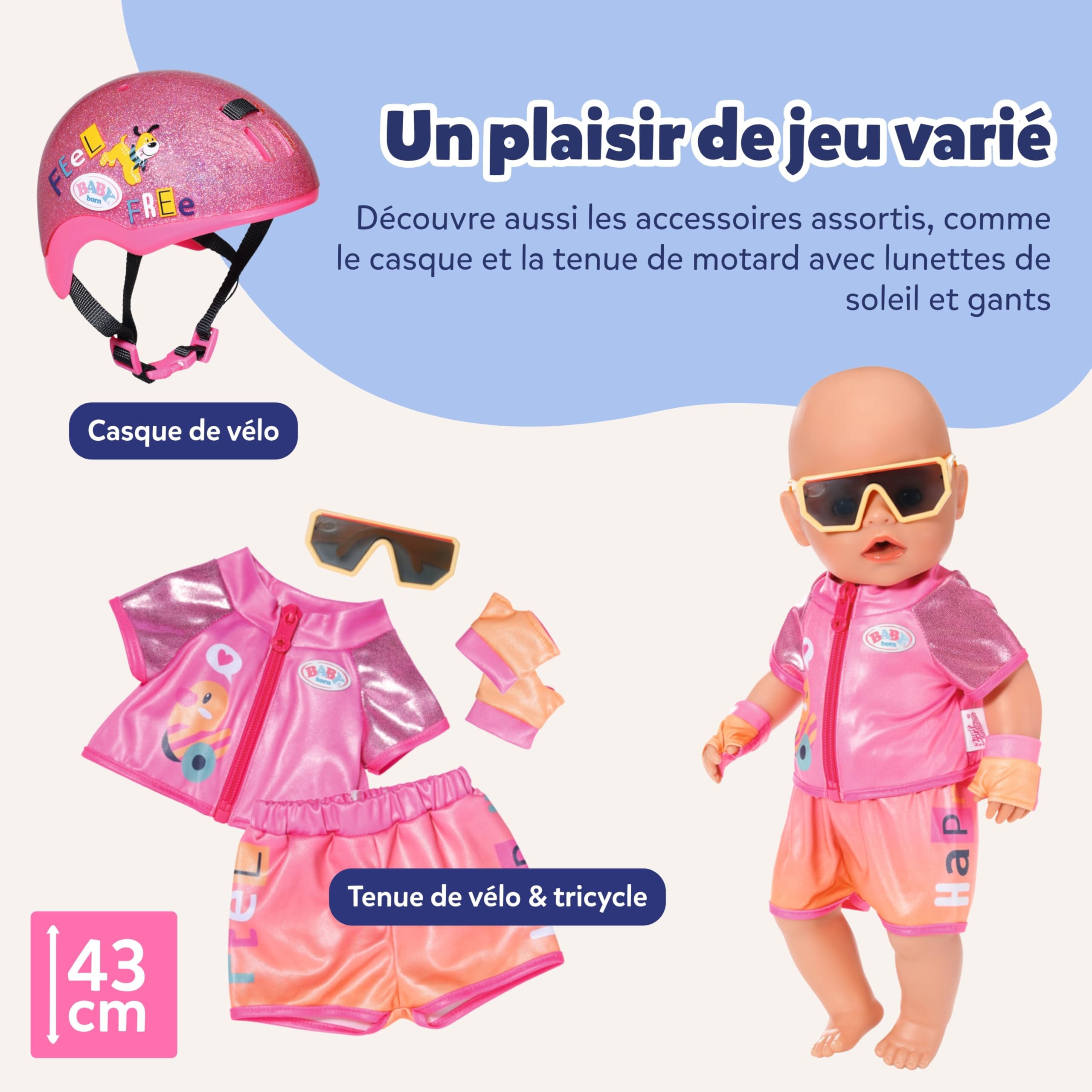 Baby Born Tricycle avec Barre de poussée - Trike avec Roues fonctionnelles et Ceinture de sécurité - Accessoire pour Toutes Les poupées de 36 cm et 43 cm - Convient aux Enfants dès 3 Ans