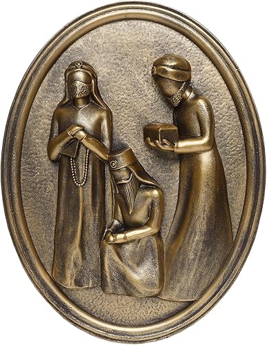 Escultura de pared vintage de los tres sabios, juego de arte de pared vintage para interiores, arte de pared antiguo, decoración de pared pintada a