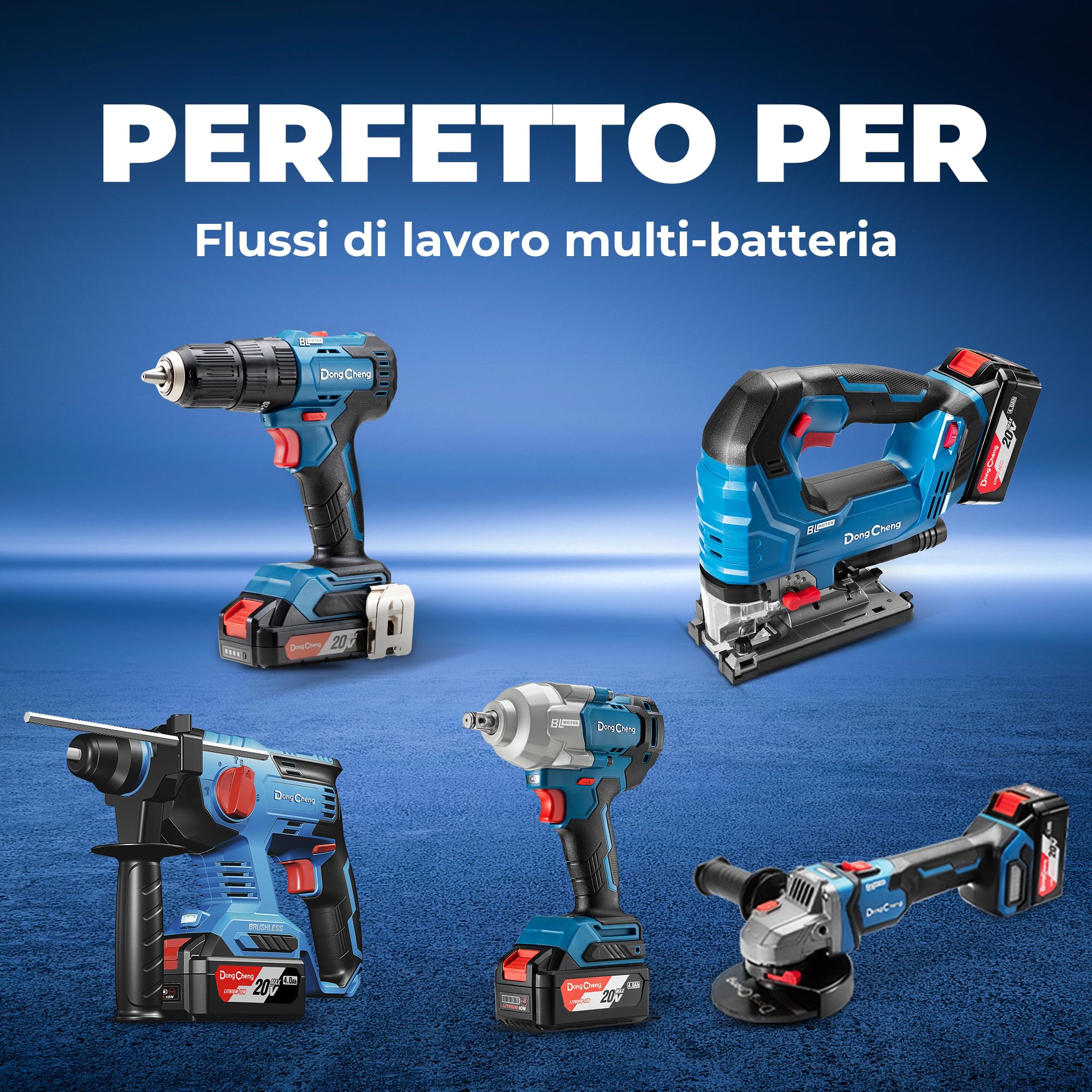 Dongcheng FFCL2040-2 - Caricatore doppio a batteria agli ioni di litio da 18 V (40 V MAX)