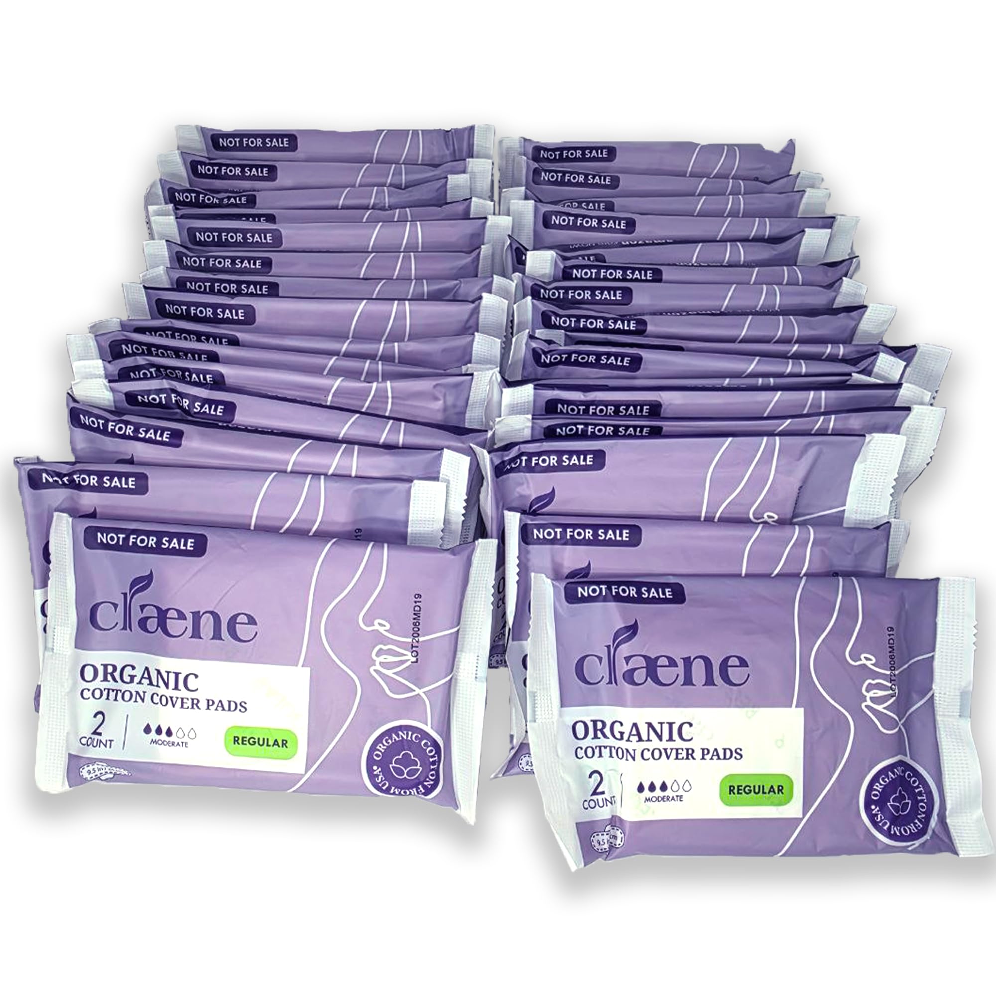 Claene Organic Cotton Cover Pads, Cruelty-Free, Menstrual Overnight Sanitary Pads for Women, Unscented, Breathable, Vegan, Organic Pads, Natural Sanitary Napkins with Wings- 64 Count Pack of 1