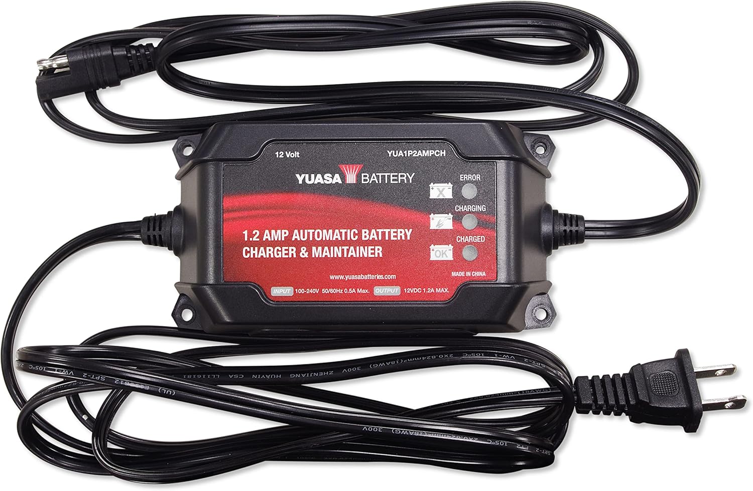 Yuasa Battery Charger & Maintainer Automatic 1.2A 50 State Compliant