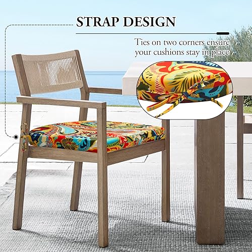 Miniatura 5 de Wellsin - Juego de 4 cojines para sillas de exterior para muebles de patio - Cojines para sillas de patio resistentes al agua con esquinas redondas