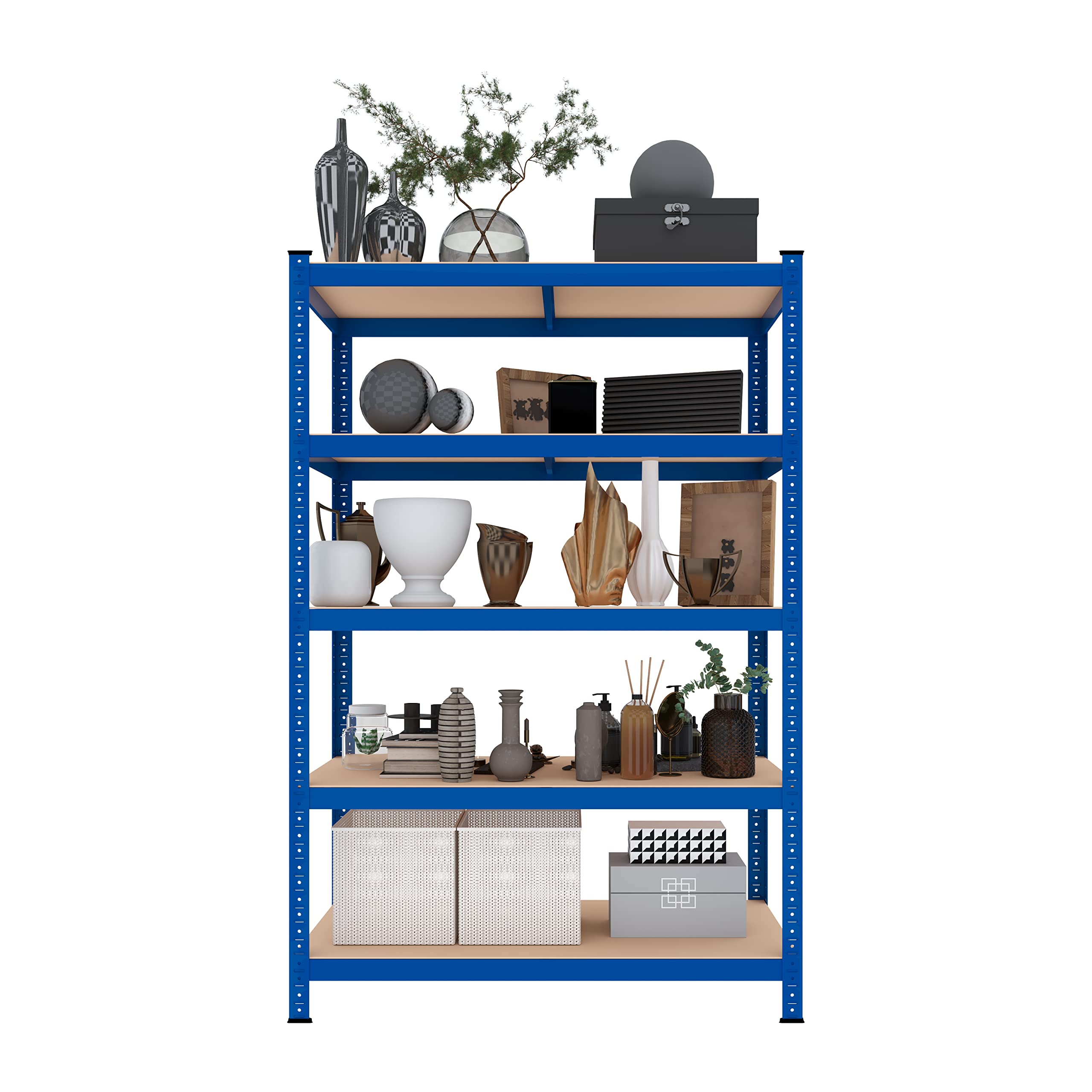 Arreditaly Scaffale In MDF E Metallo Mensole Alta Portata 180 x 90 x 60 cm Fino a 875 kg Con 5 Ripiani Regolabili In Altezza Garage Officina Cantina Capannone Magazzino Design Modulare Jutiapa (Blue)