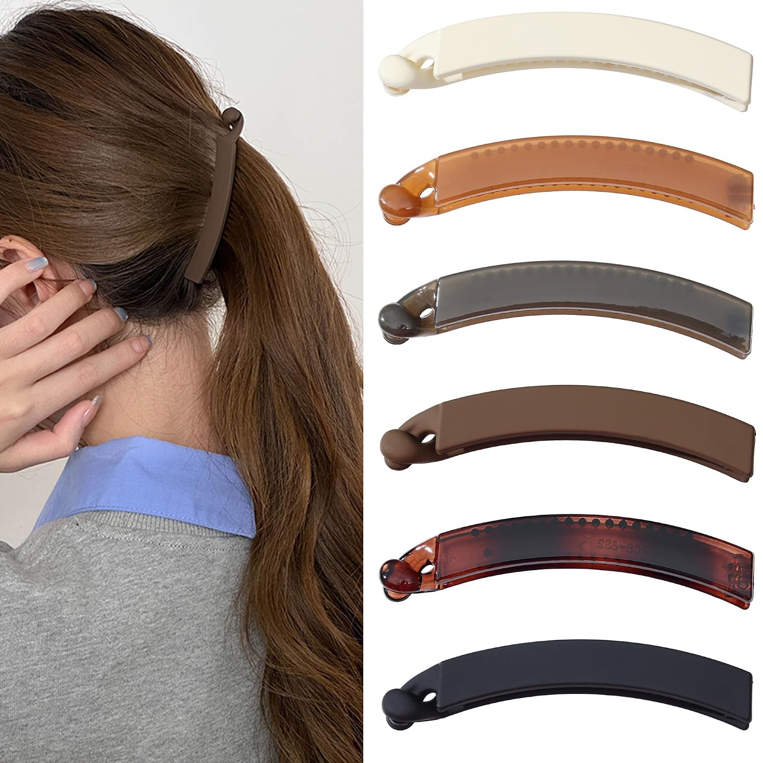 Small Banana Hair Clips for Women - Non Slip Ponytail Clip