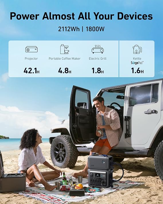 Anker SOLIX C1000 Power Station and BP1000 Expansion Battery, 2112Wh, 1800W | 2,112Wh LiFePO4 Battery, 1,800W (Peak 2,400W) Solar Generator for Home, Outdoor, and Emergency Use