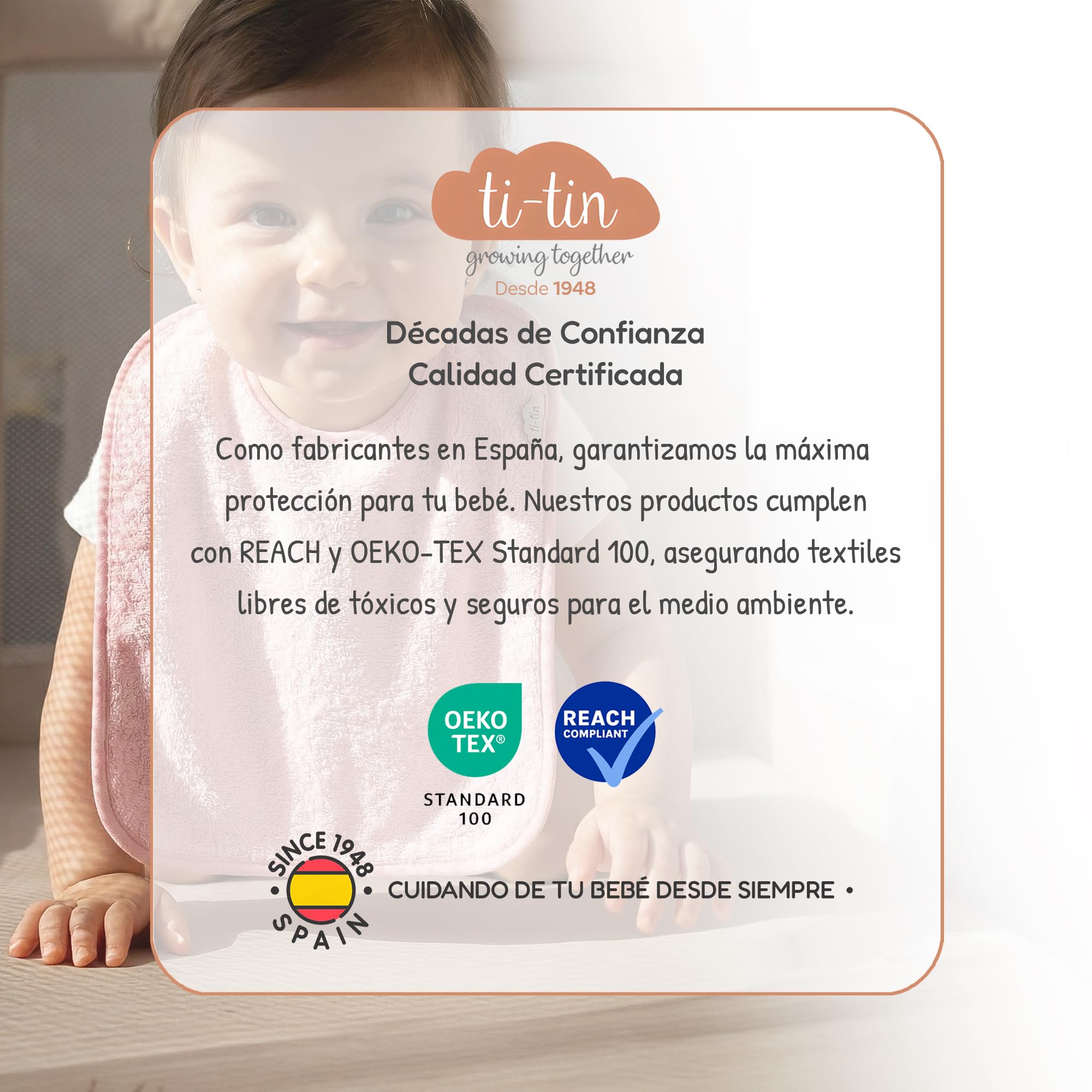 Ti TIN Pack 5 Baberos Bebé Impermeables y Absorbentes - 6 a 12 Meses - Ideal Guardería con Goma Elástica y Rizo de Algodón Extra Suave