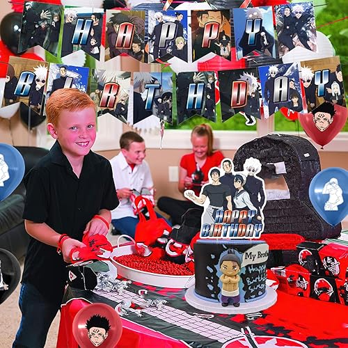 Miniatura 7 de Jujutsu Manga Kaisen Birthday Party Supplies, Jujutsu Manga Kaisen Boys and girls Party Decorations with Happy Birthday Banner Cake Topper Cupcake