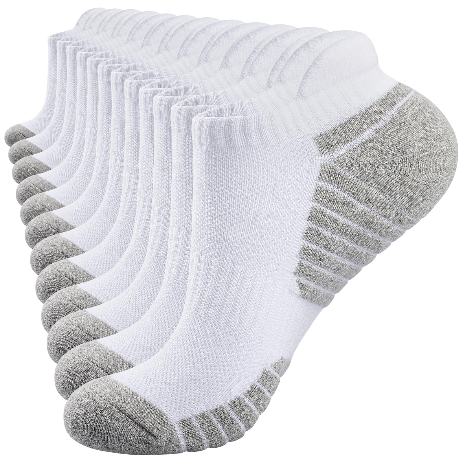 TANSTC Calzini Sportivi Alla Caviglia 6 Paia - Antiscivolo, Imbottiti, Traspiranti, Per Corsa, Trekking E Allenamento - Taglie EU 39-42 (M) E 42-47 (L)