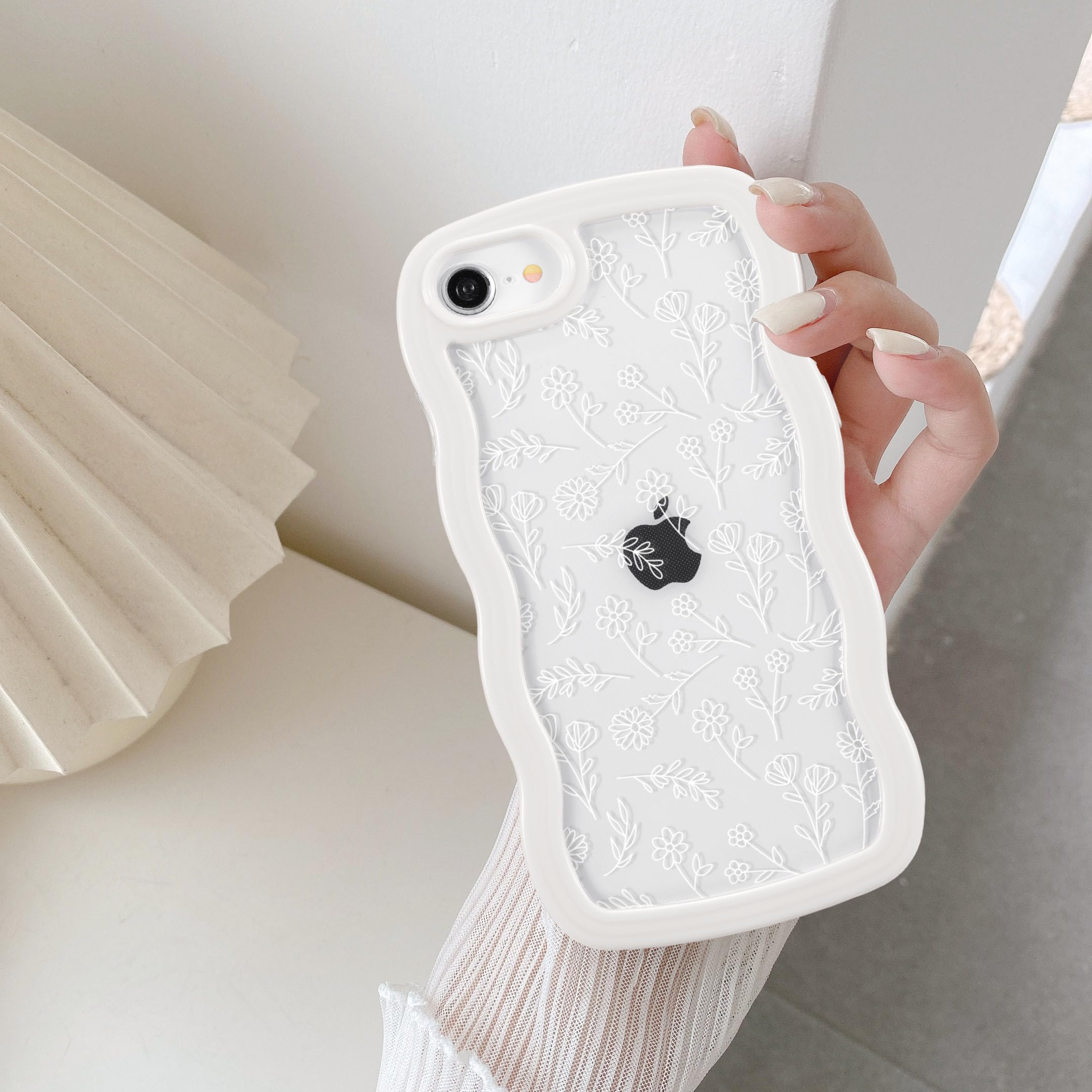 QLTYPRI Compatible with iPhone 16 Case, Cute Curly Wave Frame Clear Case for Girls Women, Transparent Soft Silicone TPU Bumper Shockproof Protective Cover for iPhone 16 - Pink — view 117