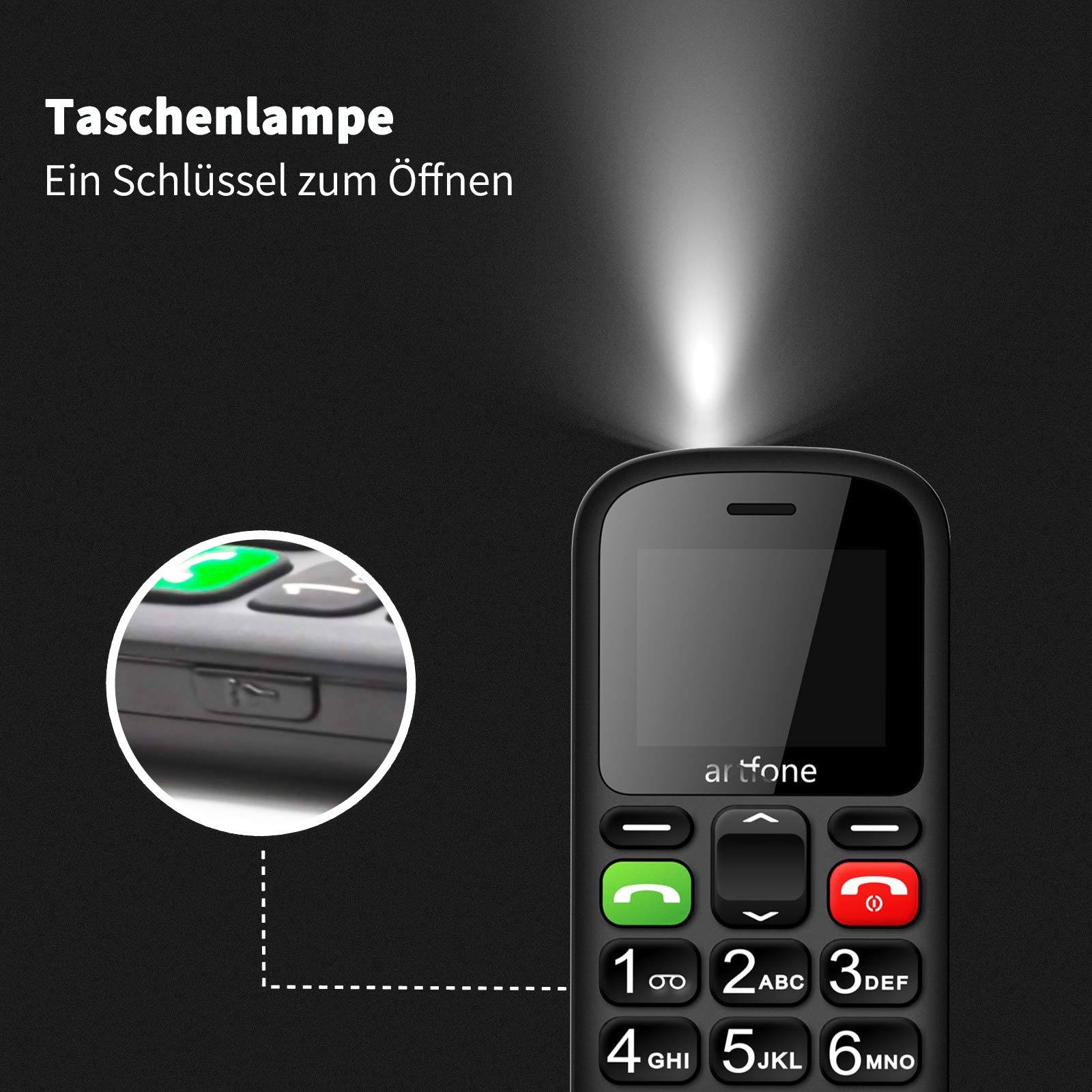 artfone Grote Knop Mobiele Telefoon voor Ouderen, Senior Flip Telefoons Sim Gratis Ontgrendeld Eenvoudig te Gebruiken Basic Mobiele Telefoons met 2.4 inch LCD-scherm | SOS-knop | Praten Nummers | FM