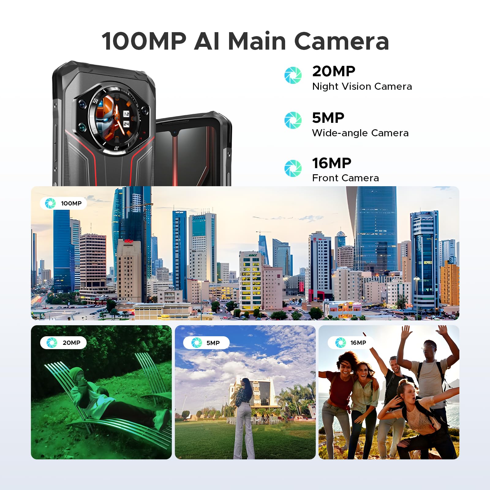 DOOGEE S119 (2025) Rugged Phone Unlocked,24GB+512GB/TF 2TB Android 14 Rugged Smartphone with 1.32" Rear Screen,10200mAh Battery/33W,6.72" FHD+,100MP+20MP Night Vision,NFC/Dual Unlock/3 Card Slot/OTG