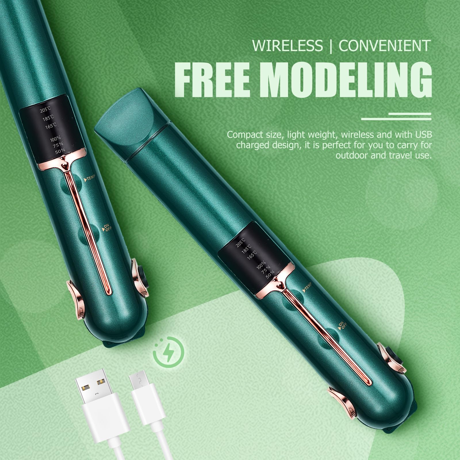 Fer à Lisser Boucler sans Fil Portable pour Cheveux Batterie 2600mah, Design Ergonomique et Température Réglable, pour Voyage et Usage Extérieur