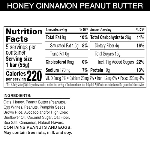 Miniatura 2 de RXBAR A.M. Barras de proteínas, aperitivos sin gluten, aperitivos de desayuno, mantequilla de maní con miel y canela, caja de 9.7 onzas (5 barras)