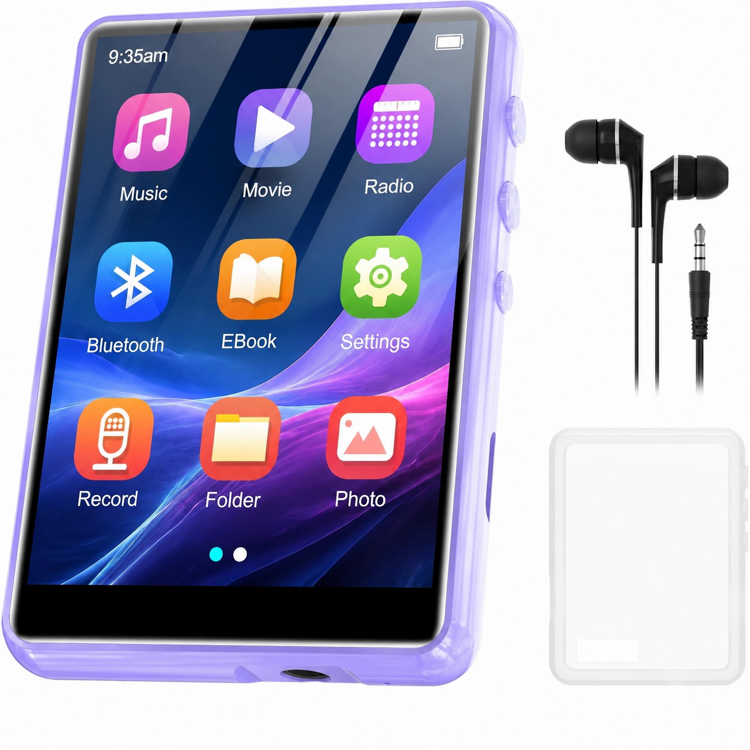 MP3 Player with Bluetooth 5.4, ZAQE 64GB 2.4" Portable HiFi Music Player with FM Radio/HD Speaker/E-Book, Digital Music Player Earphones Included