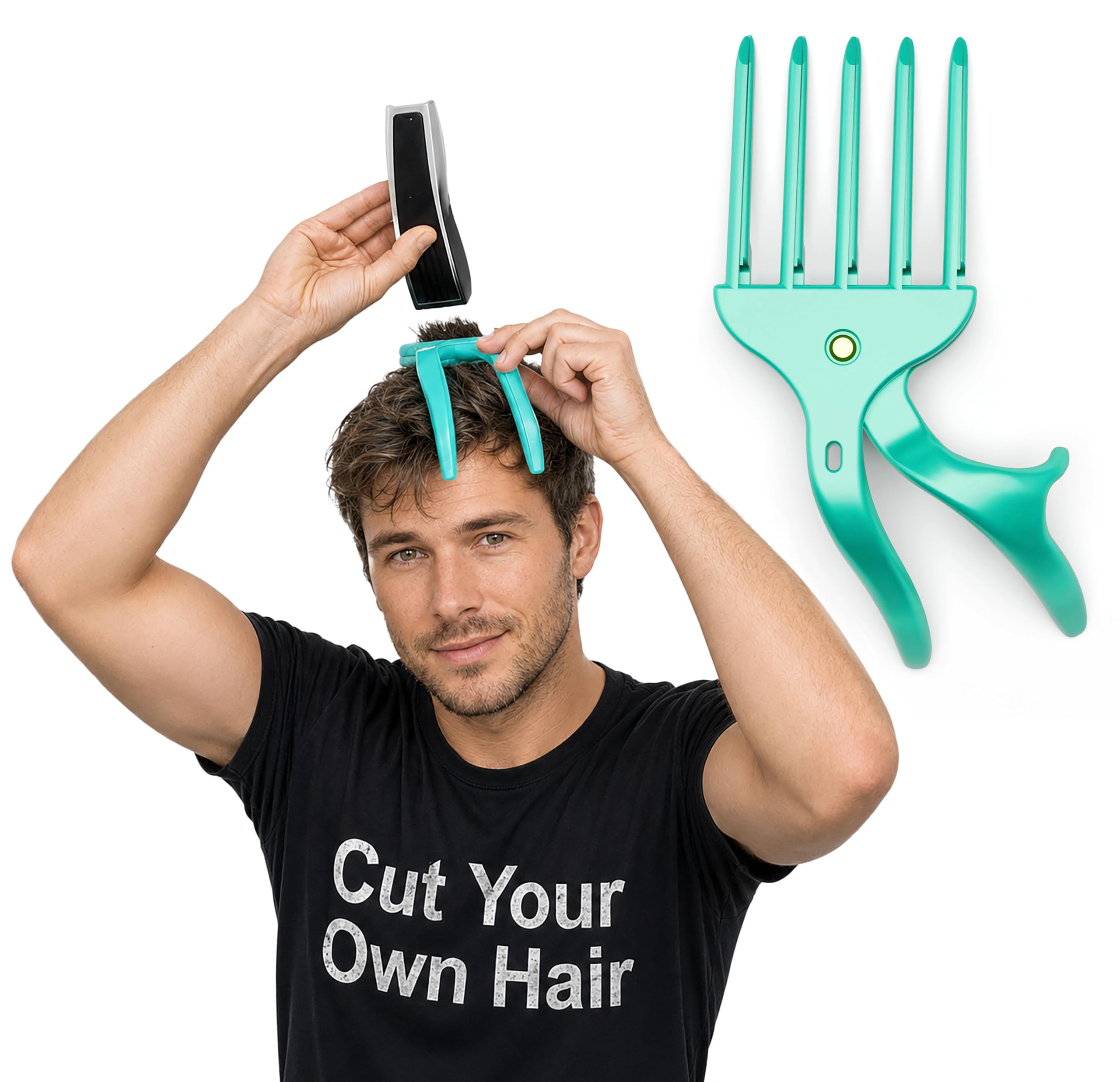 Coupez et coupez vos propres cheveux à la maison avec facilité en utilisant la poignée et coupez. Utilisation avec votre tondeuse à cheveux homme, kit de coupe de cheveux, coupe de cheveux à faire