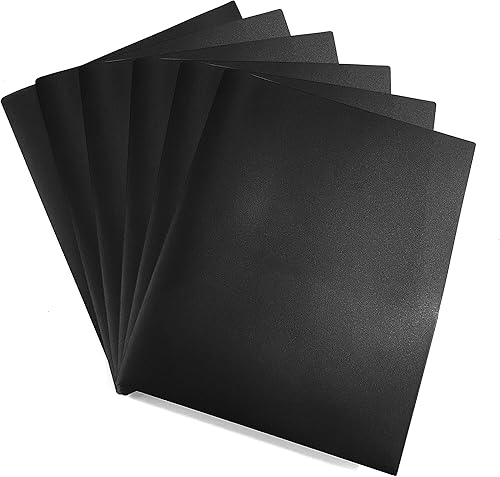Easykart - Carpetas de plástico con bolsillos color negro paquete de 6 carpetas de polietileno de 2 bolsillos para la escuela el hogar u oficina