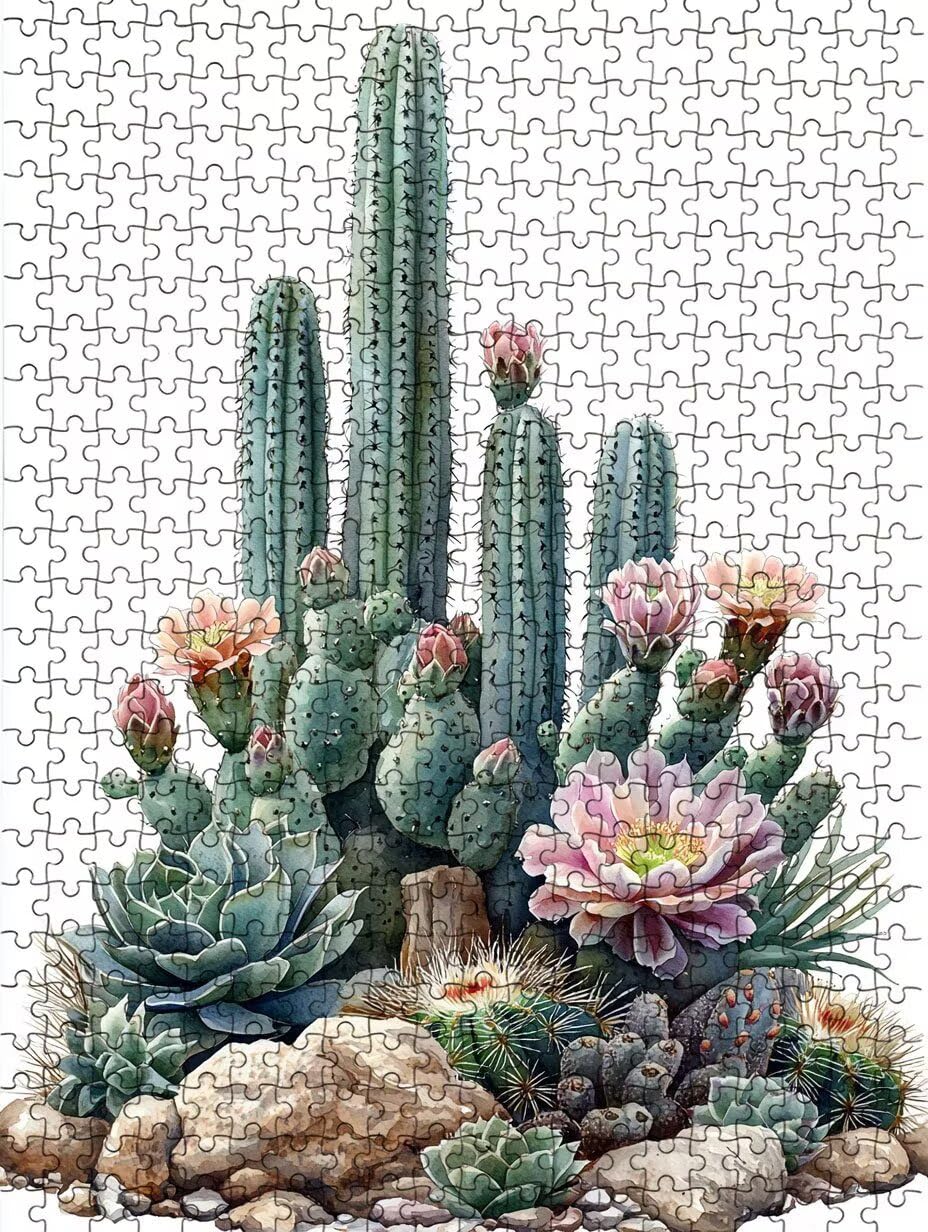 Puzzle 3000 Pezzi, Piante Cactus 3D Puzzle per Adulti Impegnativo, Educa Puzzles Artistico, Divertente E Stimolante Puzzles Decorativo per La Famiglia, Regalo e Decorazione Pareti DX0YL6-919