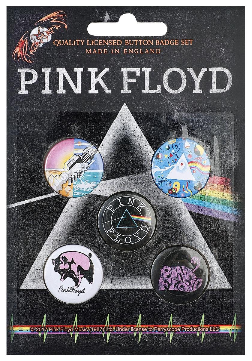 PINK FLOYD PRISM 5 BUTTON BADGE PACK OFFICIALLY LICENSED BADGES