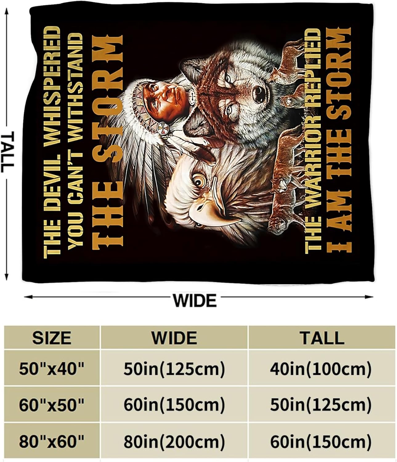 Native American Indian Wolf Eagle Throw Blanket for Men, Women, Kids - Soft, Warm, Cozy Fleece Blanket for Couch, Sofa, Bed - 50"x40" - Image 6