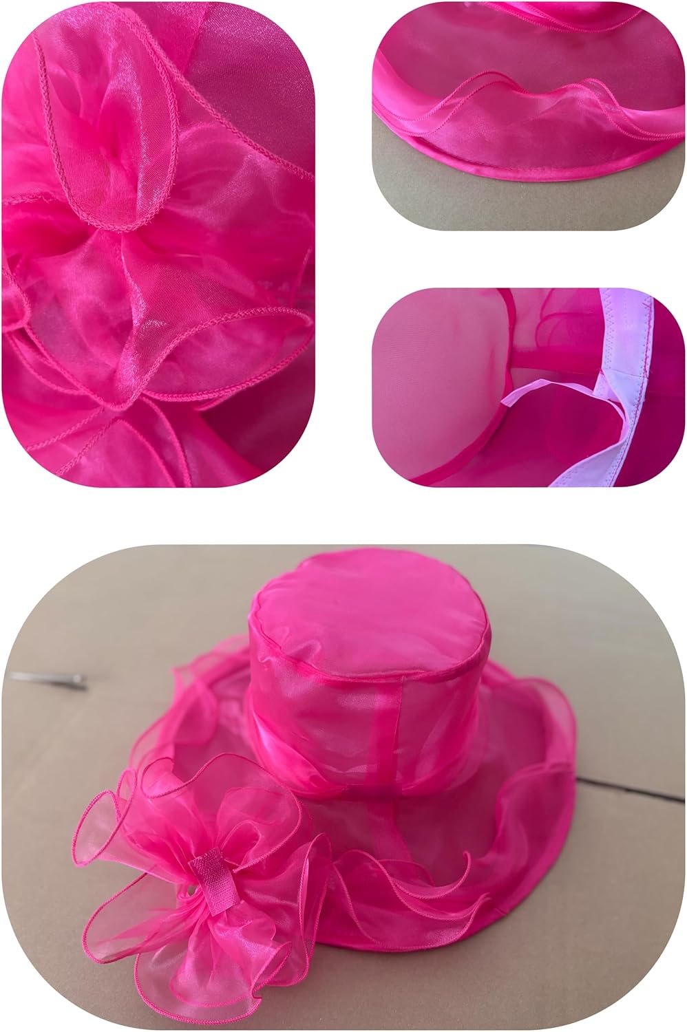 SAFERIN Women's Organza Church Fascinator Bridal Tea Party Wedding Hat - Image 7