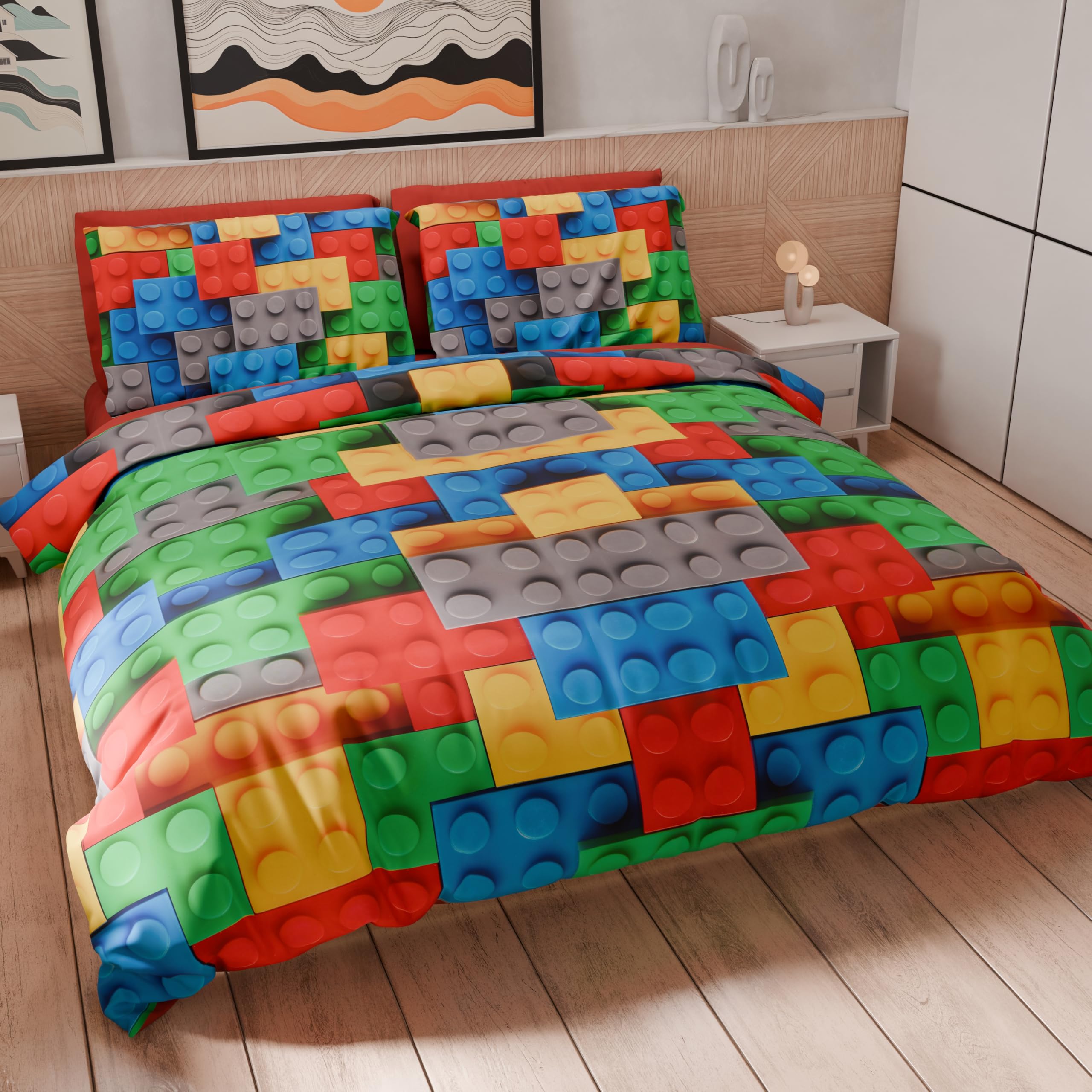 PETTI Artigiani Italiani - Double Duvet Cover Set, 100% Made in Italy, Brick, Queen Size, 1 pc, Microfibre