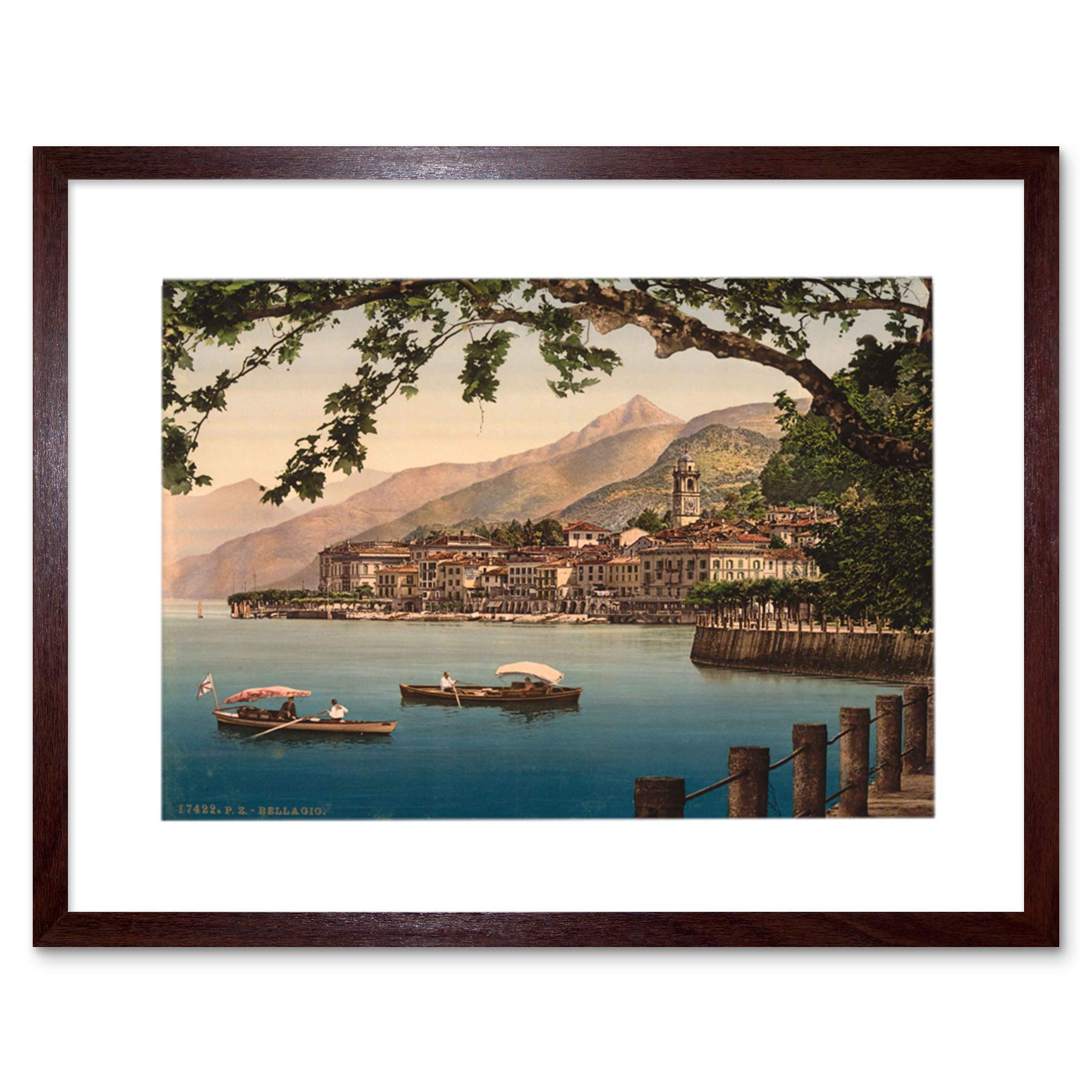 Wee Blue Coo Photo Bellagio General Lake Como Landscape Boats Picture Framed Wall Art Print
