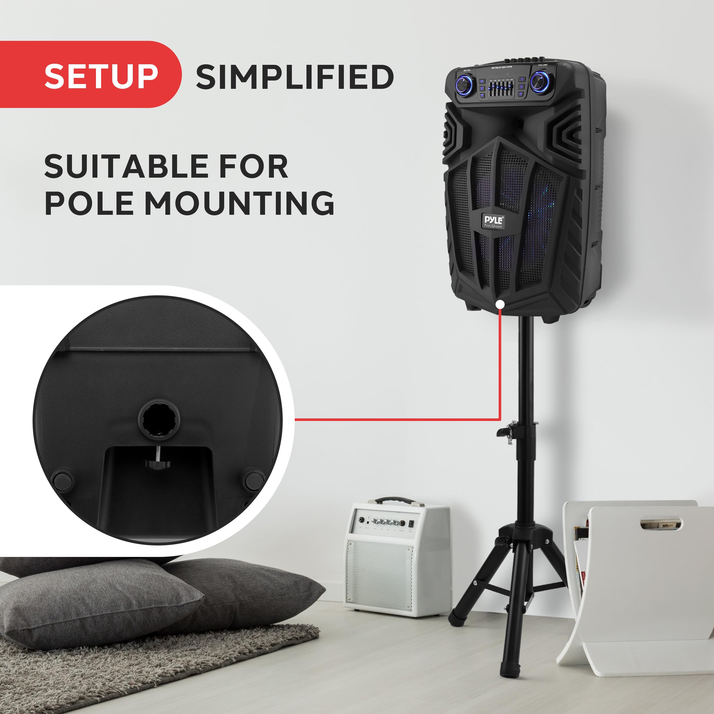 Pyle Głośnik Bluetooth, głośnik Bluetooth, głośnik i przenośna obudowa PA 1680 W, subwoofer 38 cm, ładowalny, karaoke i imprezy plenerowe z bezprzewodowym mikrofonem, kołami, lampkami LED, FM/AUX/MP3