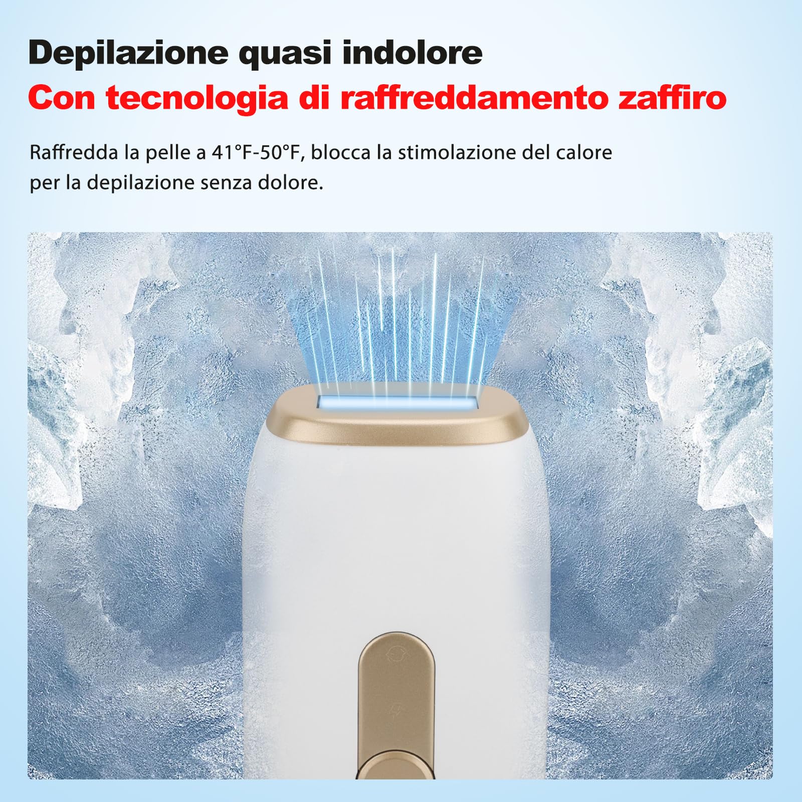 IPL epilatore luce pulsata, Raffreddamento Zaffiro Senza Dolore Epilatore luce Pulsee, 1200nm Epilatore laser, 3 Modalità Regolazione 5 Velocità, Depilazione Permanente