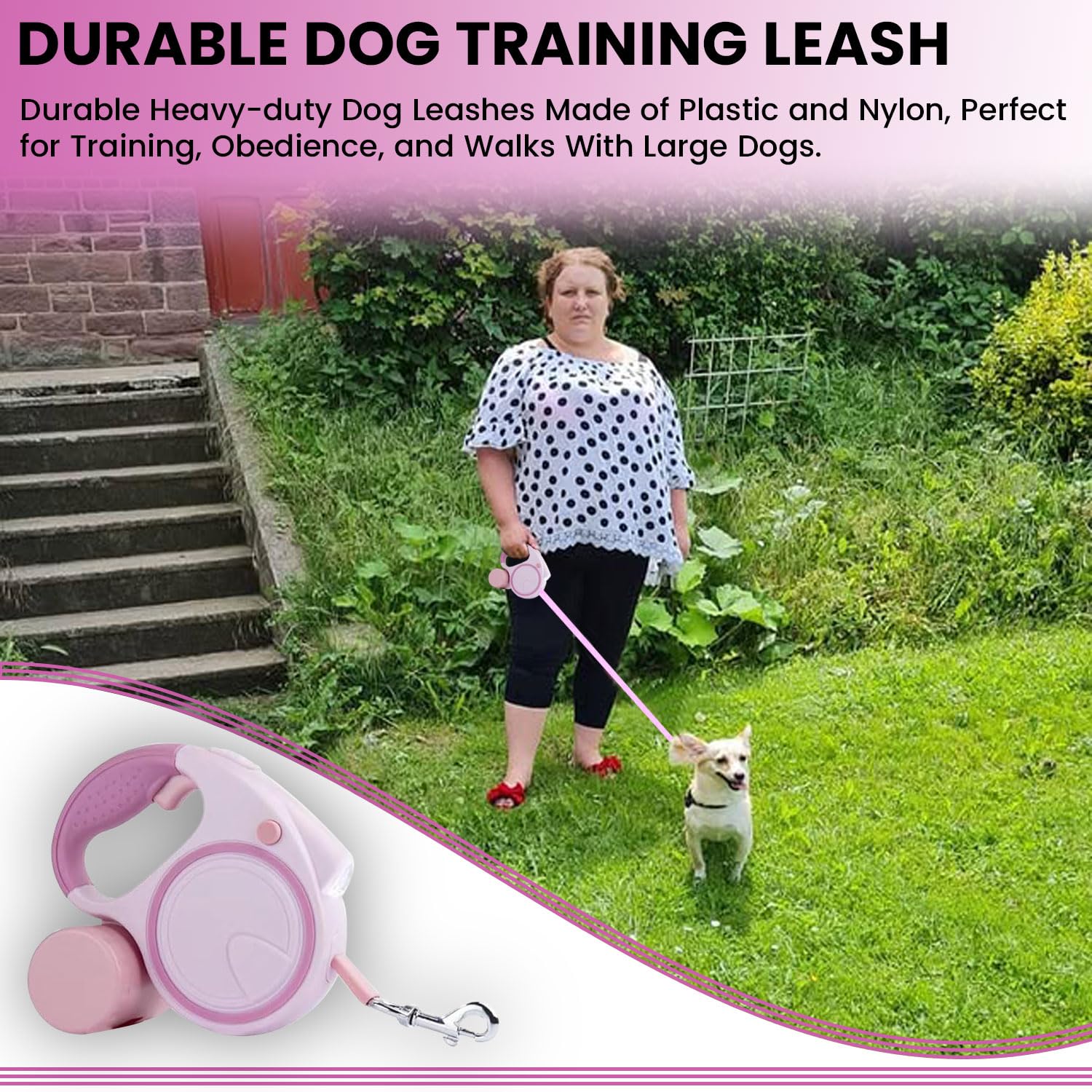 Best Dog Supplies Lot de 4 laisses rétractables pour chien avec lumière, distributeur de sacs à déjections, support de sac à déjections canines, 2 cordes élastiques