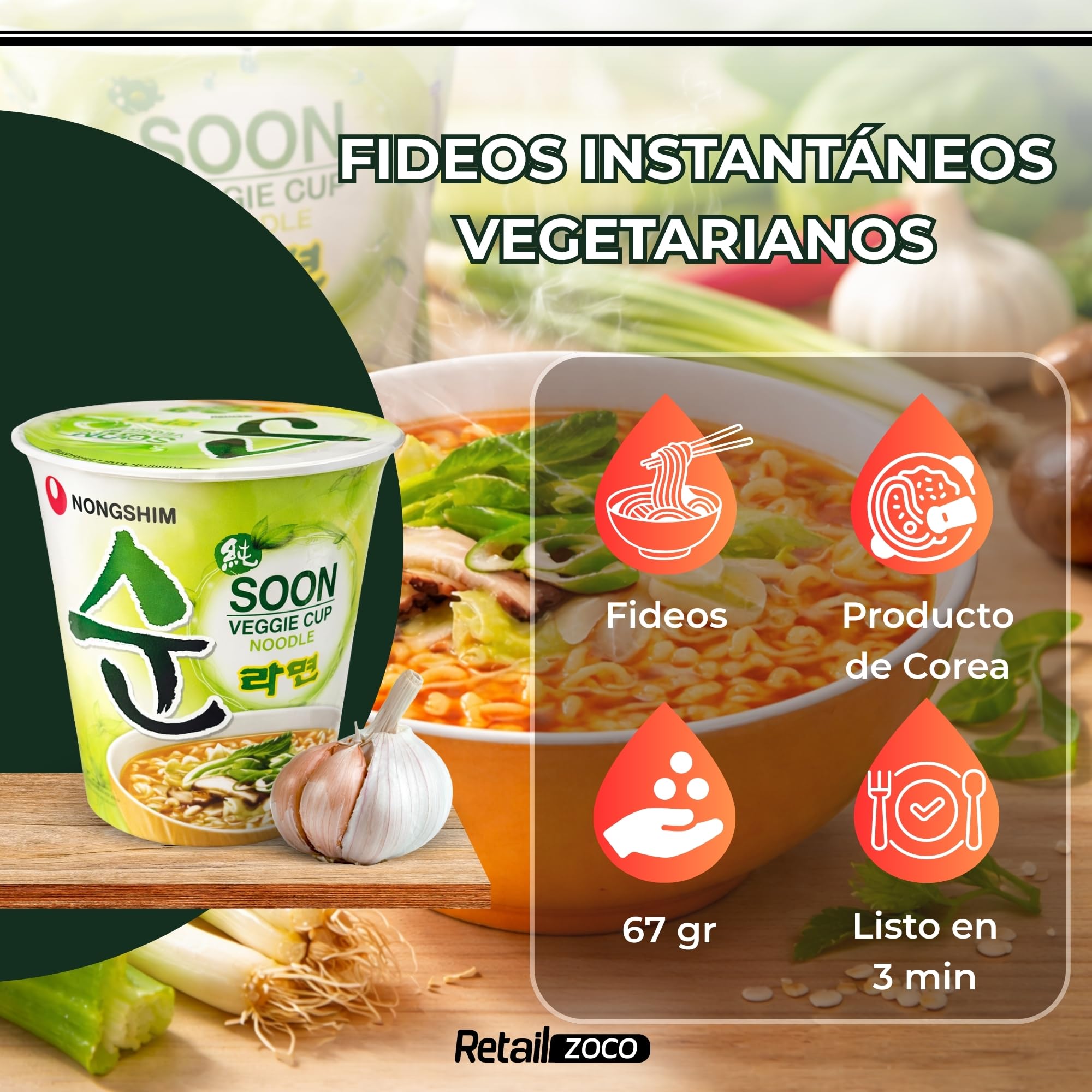 Ramen Verdura Nongshin, Fideos Instantáneos Nong Shim Shin Ramyun, Instant Noodle Ramen Corea, Original Coreano, Agrega agua caliente y cocina por 5 minutos, Contiene 3 unidades de 67 g - imagen 2