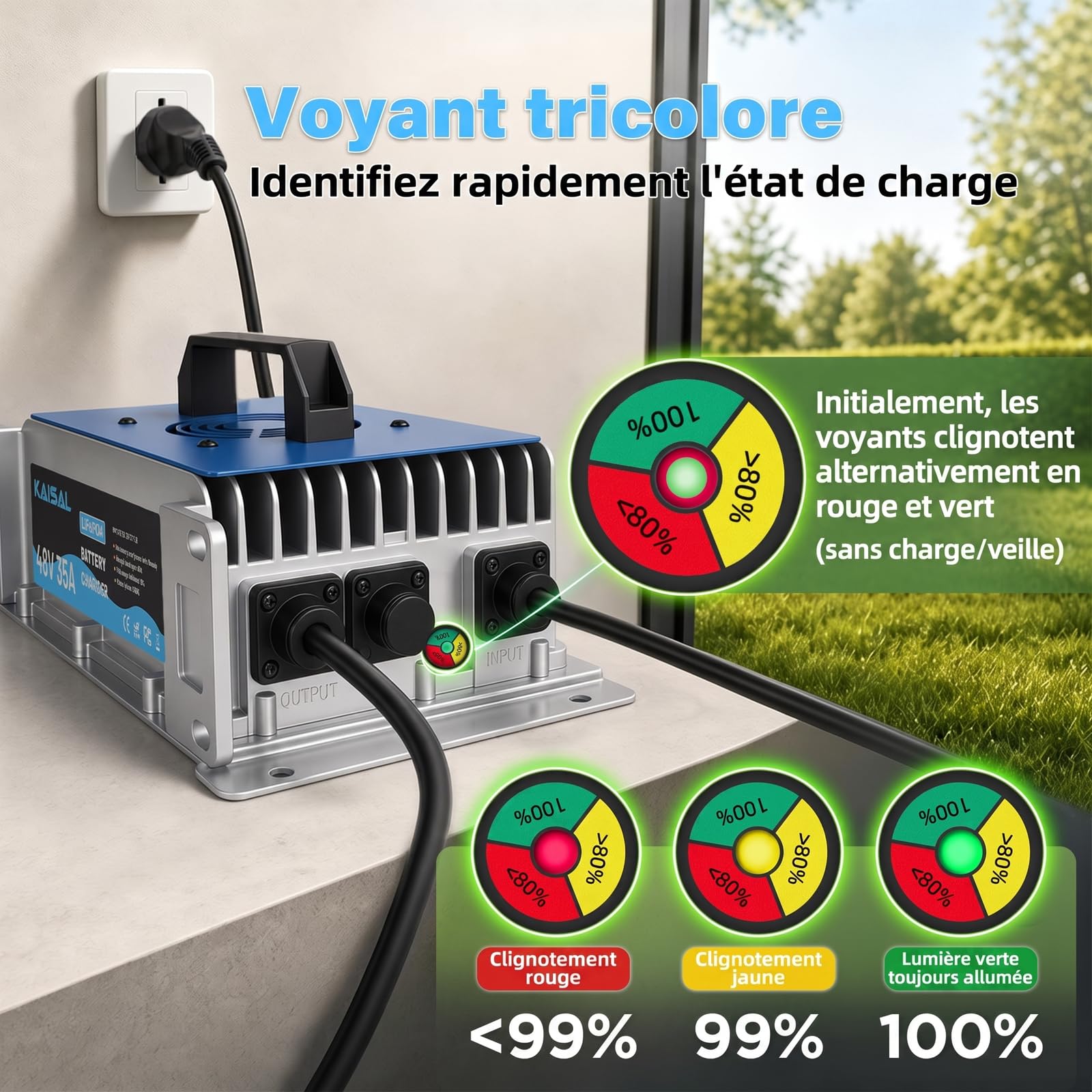 KAISAL 48V 35A Chargeur de Batterie Lithium