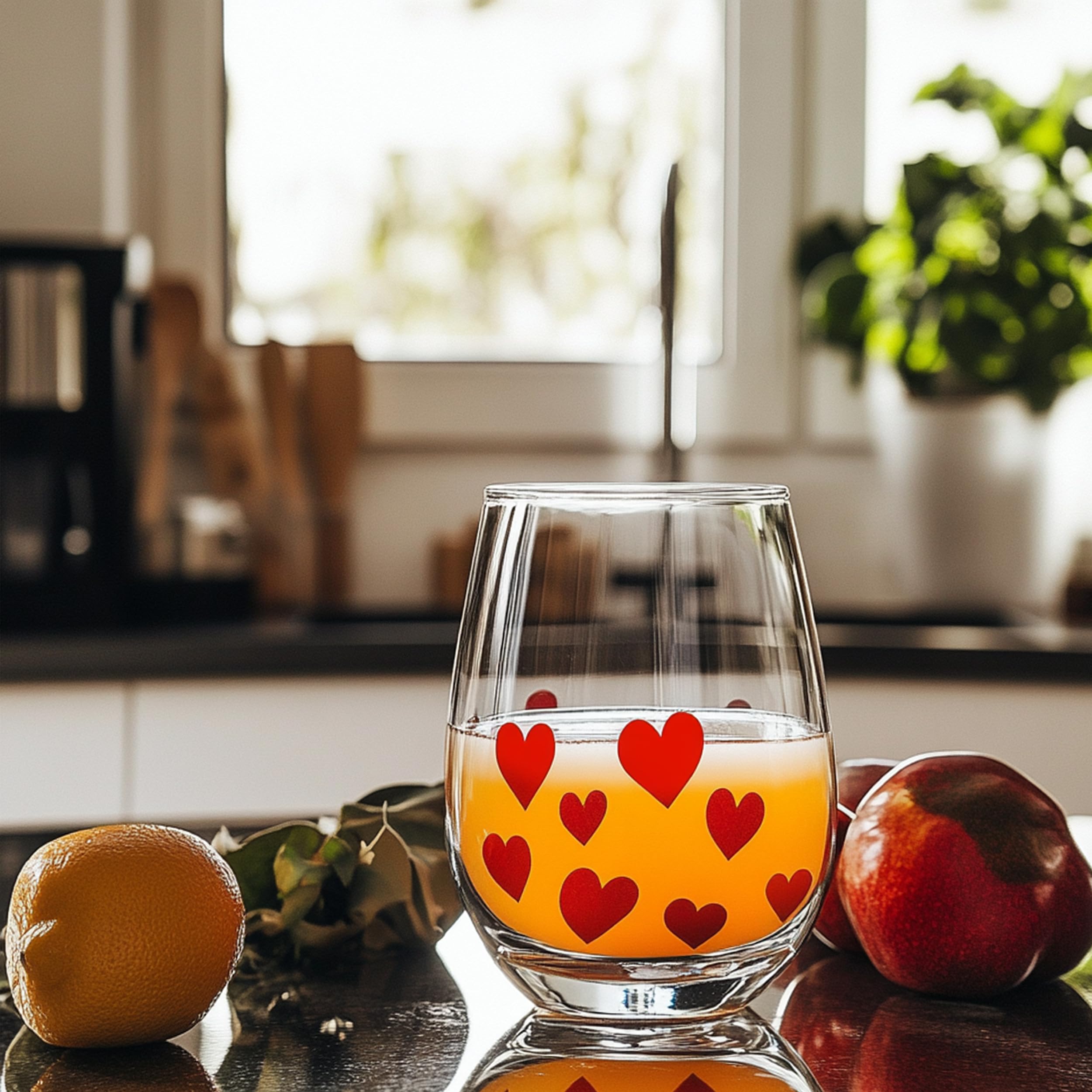 Stölzle Lausitz L'Amour Szklanki Czerwone Zestaw 6 szt. 335 ml – Eleganckie Szklanki do Wody z Motywem Serca – Kryształowe Szklanki do Soku – Nadające się do Zmywarki i Odporne na Uszkodzenia