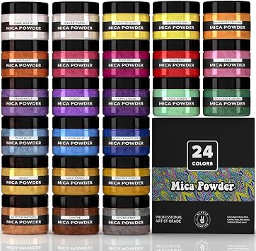 HIPPIE CRAFTER Mica Powder - Pigment Powder for Epoxy Resin, Resin Color Pigment, 24 Pastel Colors Mica Set for Epoxy Art, Acrylic Paint, Craft Projects, and DIY Decor