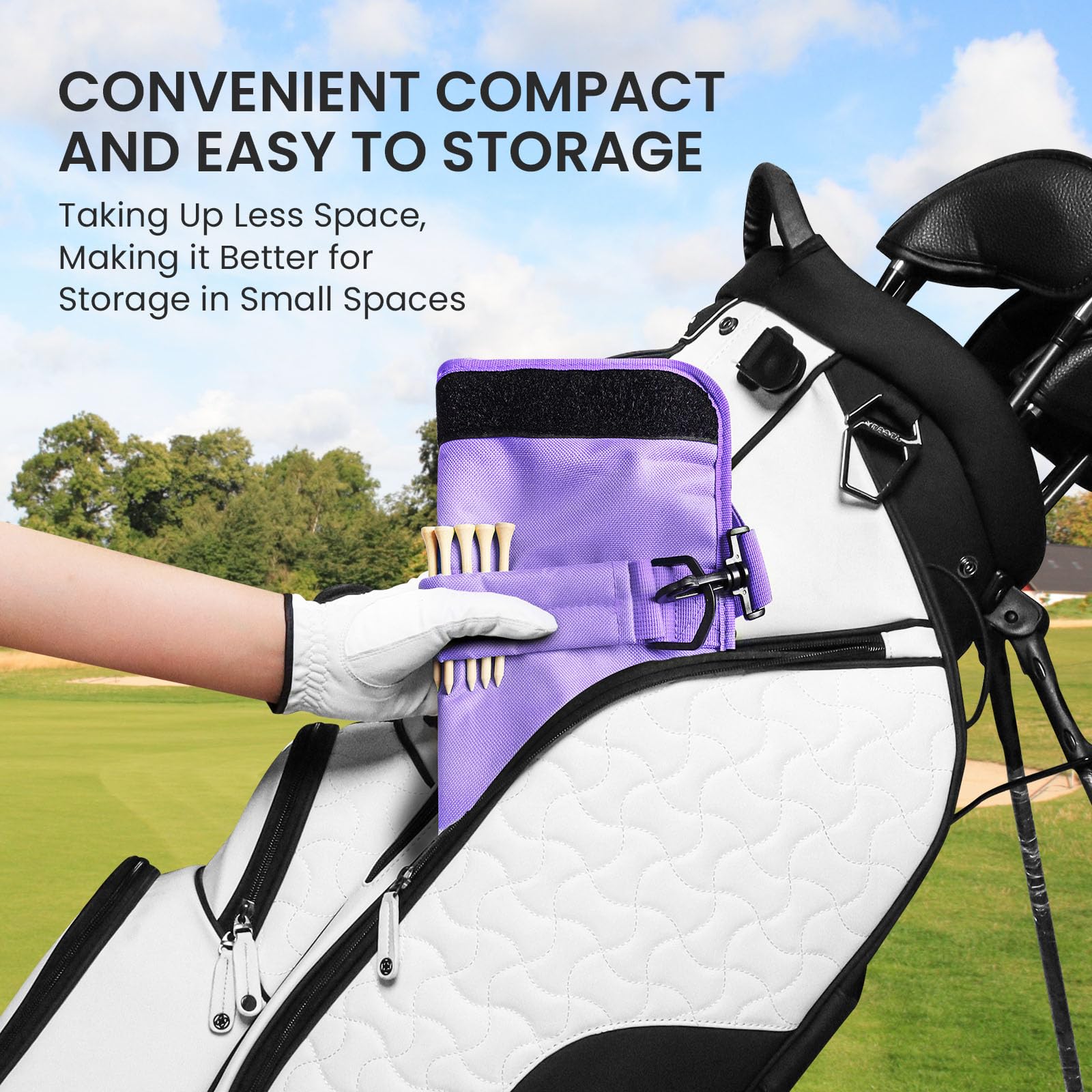 Bolsa de transporte para palos de golf con bolsillo y correa de hombro para hombres y mujeres, golfistas, ligera, plegable, duradera (morado)