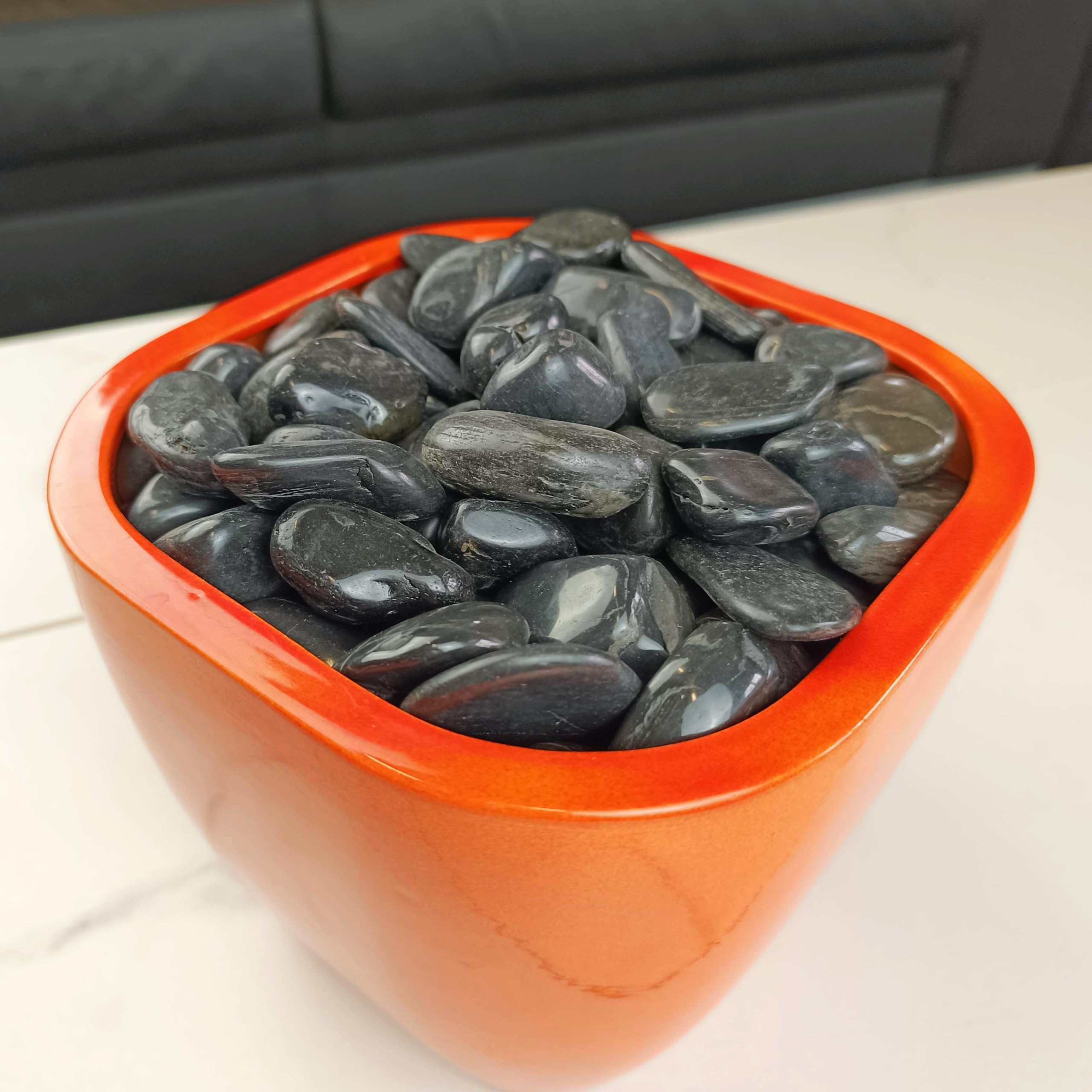 Dekosteine schwarz poliert 20 kg, Kieselsteine 2-3 cm, Zierkies für Vasen, Flusssteine
